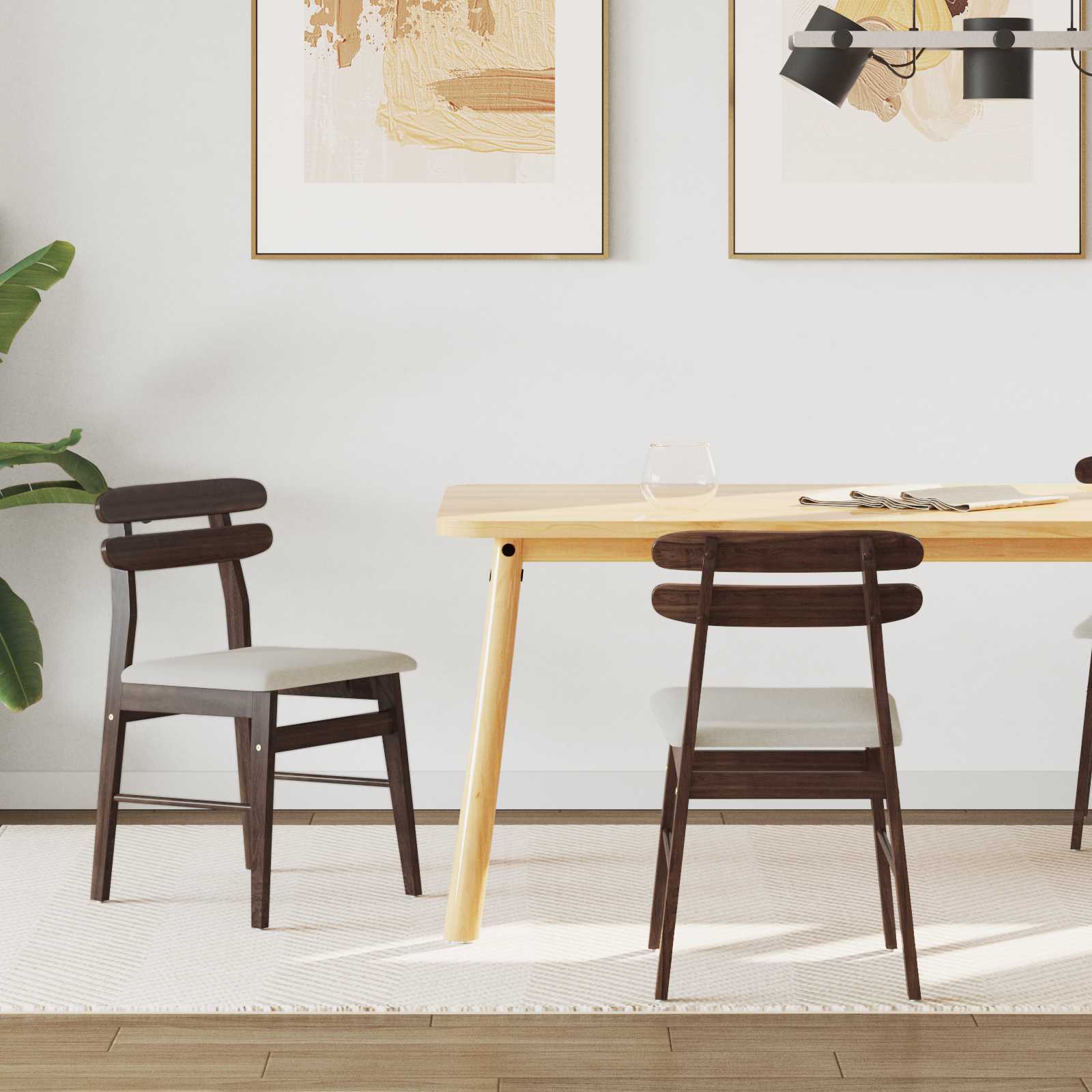 Eetkamerstoel 2 pcs Lichtbruin en Licht Massief Rubberhout is nu te koop bij PeponiXL, paradijselijk wonen!