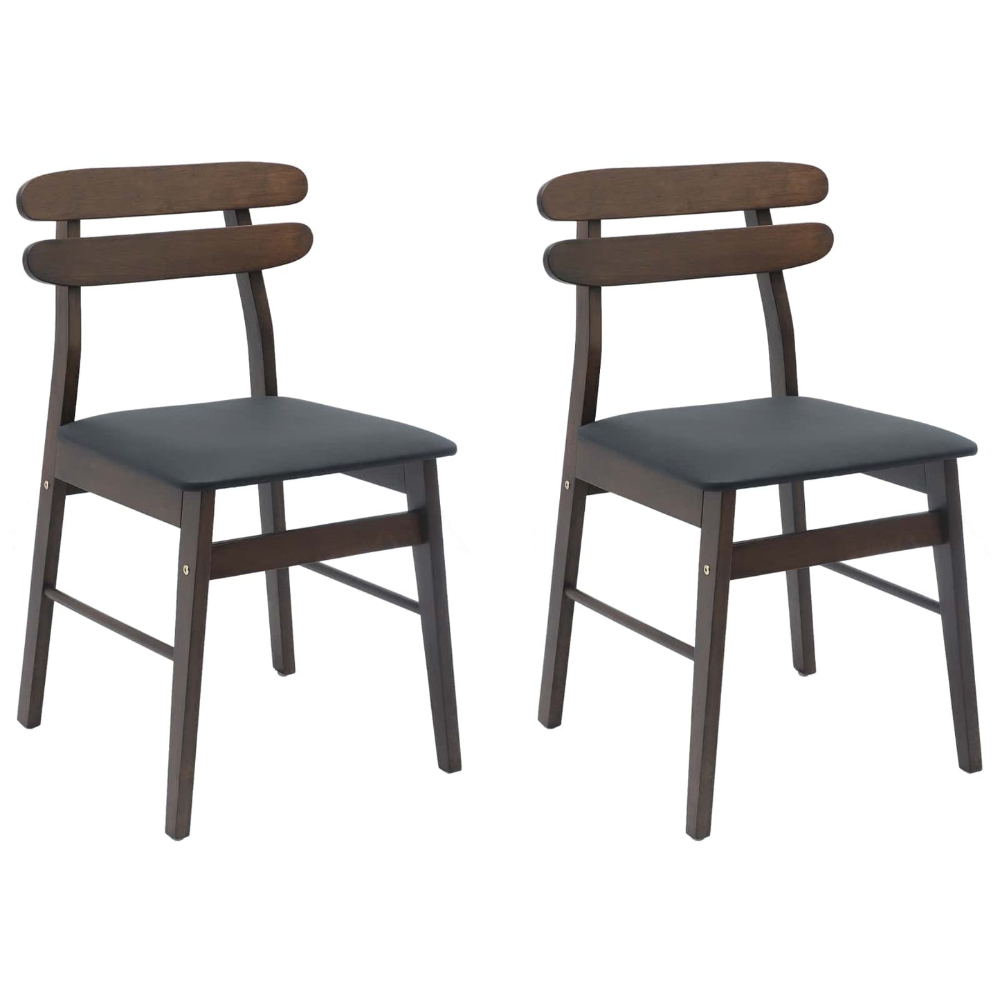 Eetkamerstoel 2 pcs Lichtbruin en Zwart Massief Rubberhout is nu te koop bij PeponiXL, paradijselijk wonen!