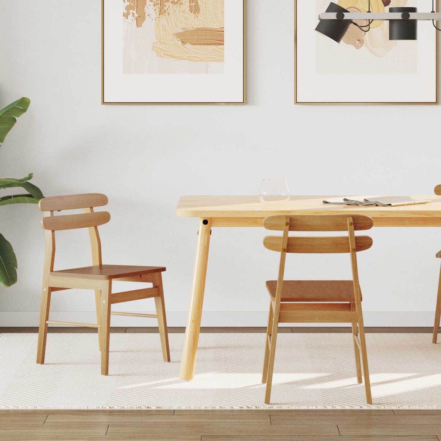Eetkamerstoel 2 pcs Naturel Massief Rubberhout is nu te koop bij PeponiXL, paradijselijk wonen!