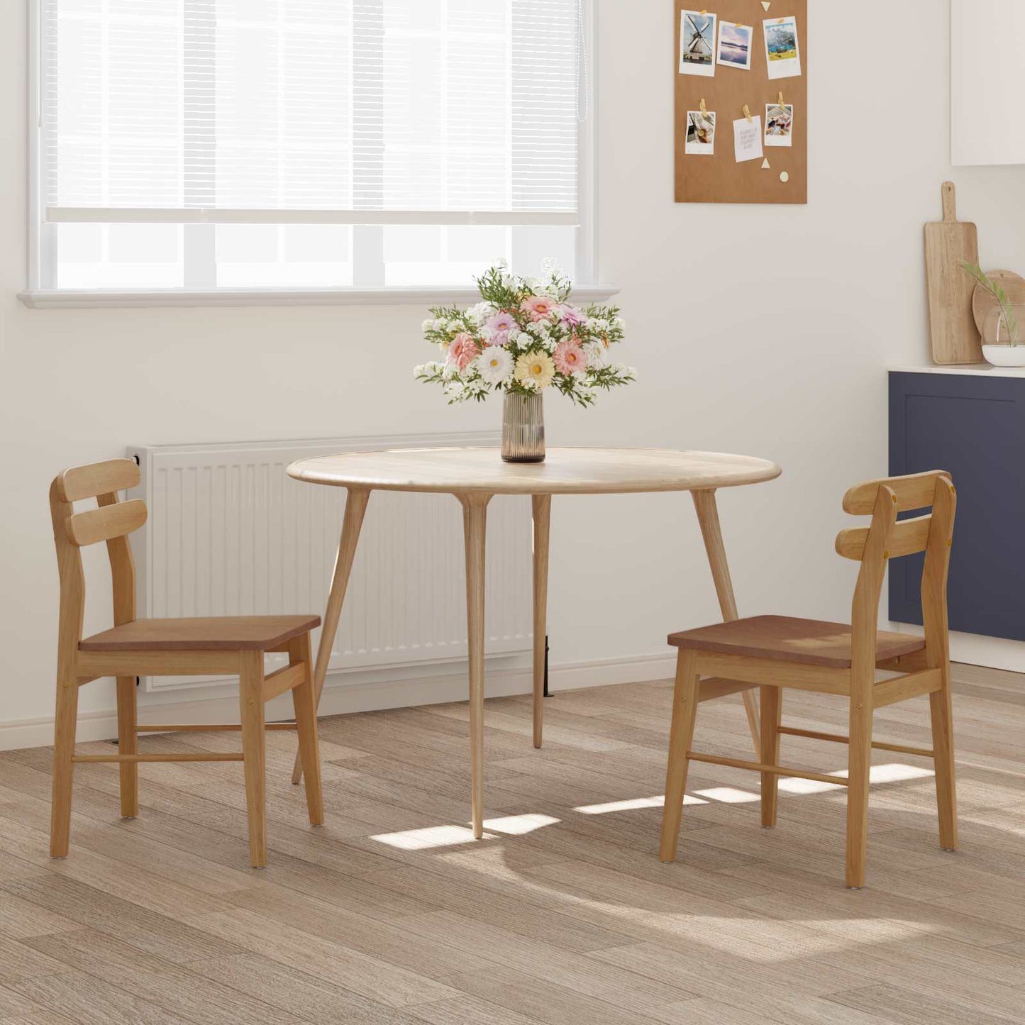 Eetkamerstoel 2 pcs Naturel Massief Rubberhout is nu te koop bij PeponiXL, paradijselijk wonen!