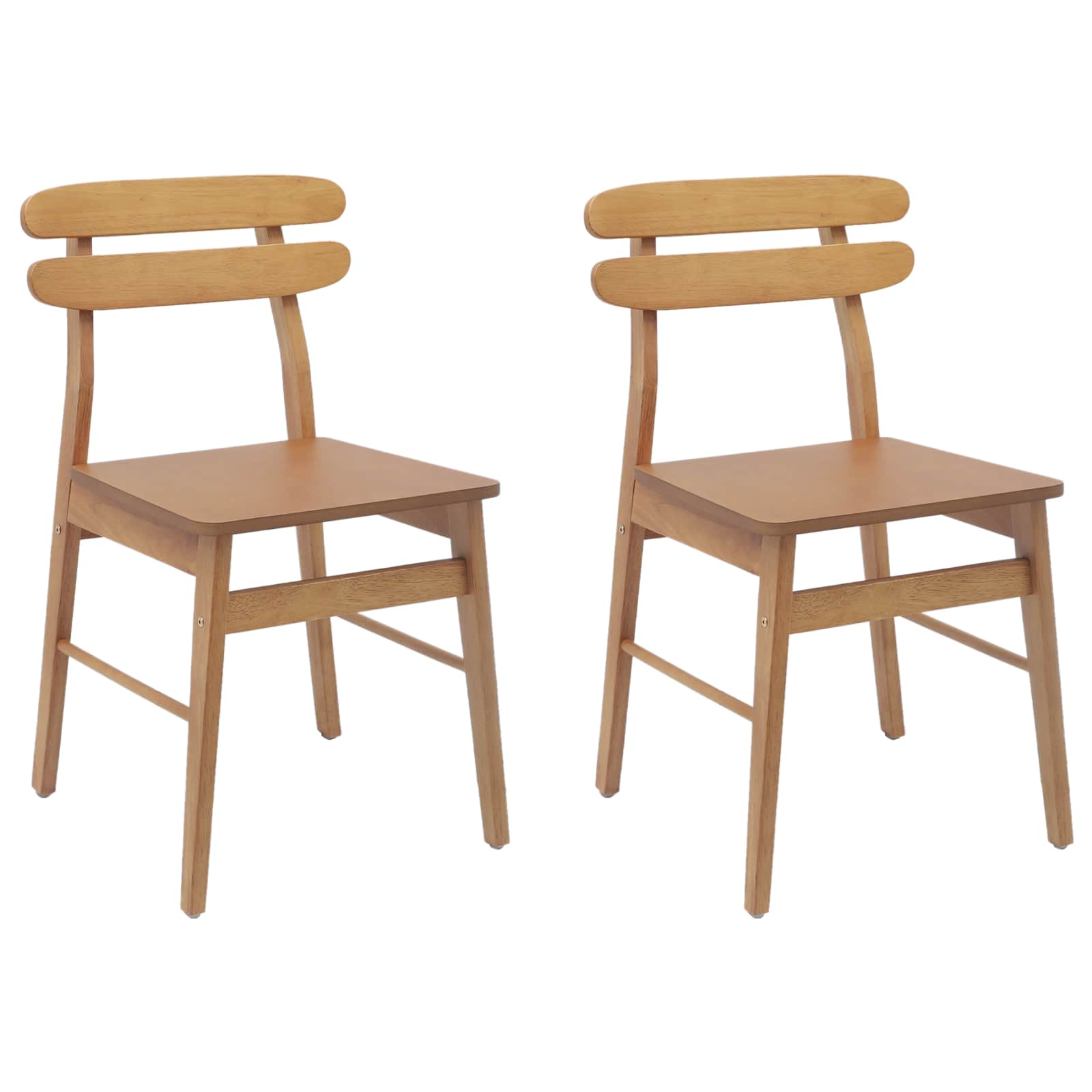 Eetkamerstoel 2 pcs Naturel Massief Rubberhout is nu te koop bij PeponiXL, paradijselijk wonen!