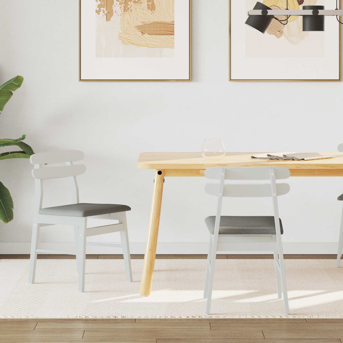 Eetkamerstoel 2 pcs Wit en Grijs Massief Rubberhout is nu te koop bij PeponiXL, paradijselijk wonen!