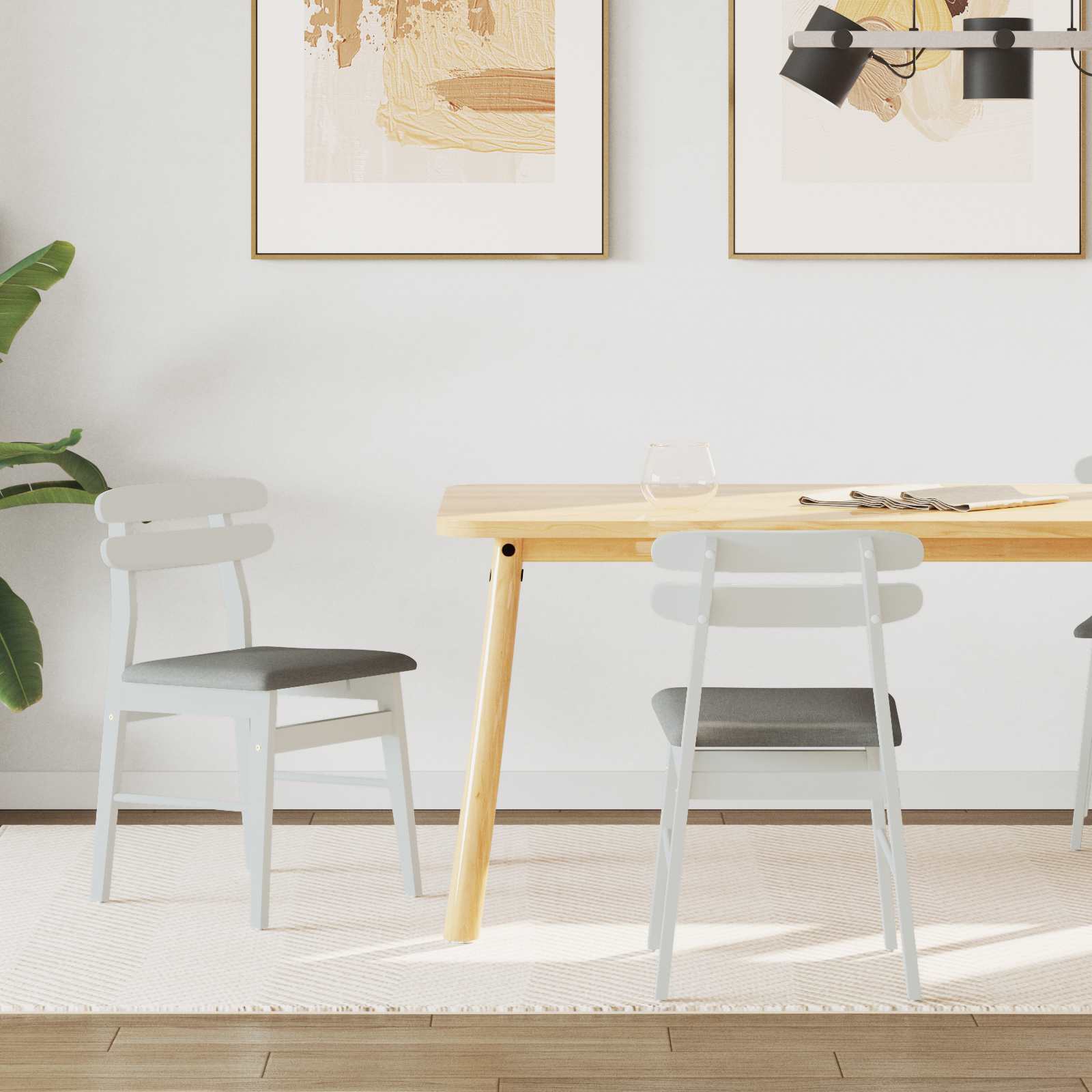 Eetkamerstoel 2 pcs Wit en Grijs Massief Rubberhout is nu te koop bij PeponiXL, paradijselijk wonen!