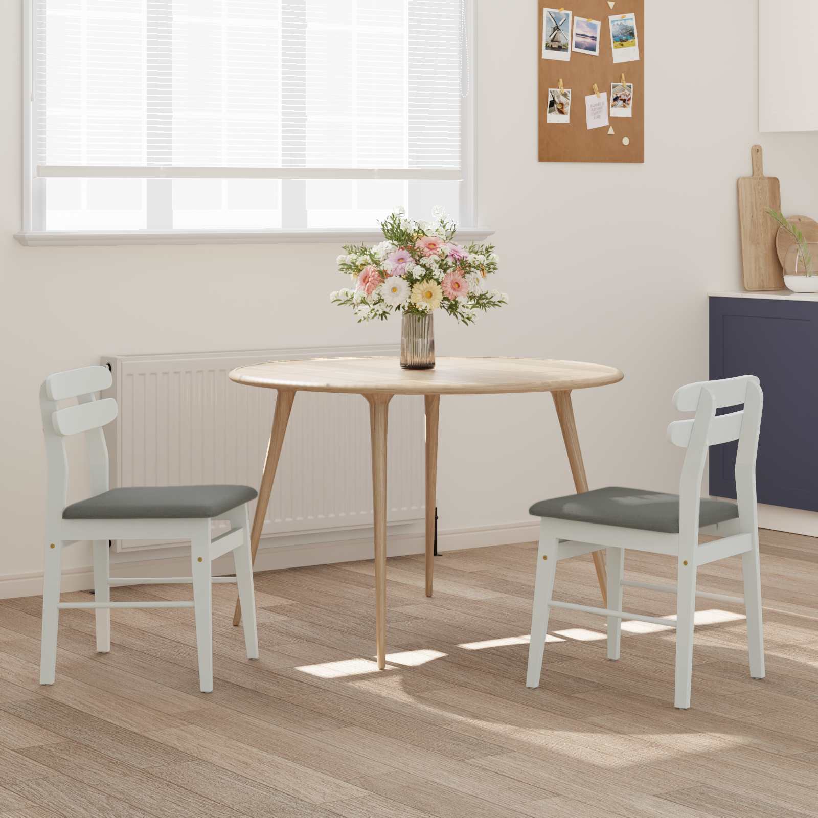 Eetkamerstoel 2 pcs Wit en Grijs Massief Rubberhout is nu te koop bij PeponiXL, paradijselijk wonen!