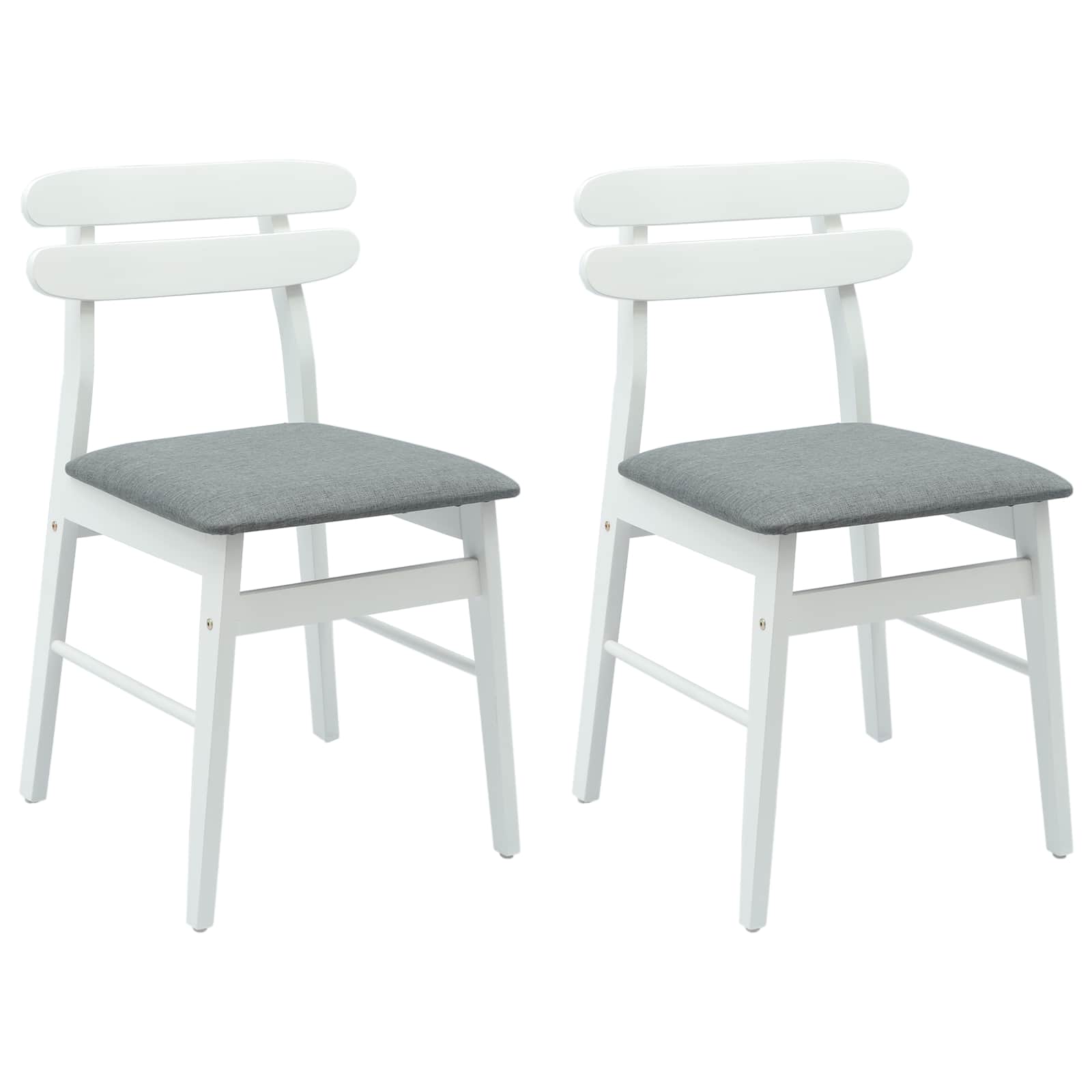 Eetkamerstoel 2 pcs Wit en Grijs Massief Rubberhout is nu te koop bij PeponiXL, paradijselijk wonen!