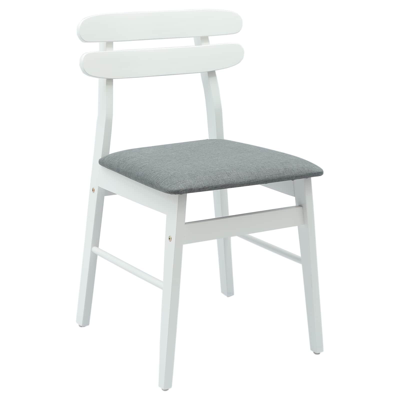 Eetkamerstoel 2 pcs Wit en Grijs Massief Rubberhout is nu te koop bij PeponiXL, paradijselijk wonen!