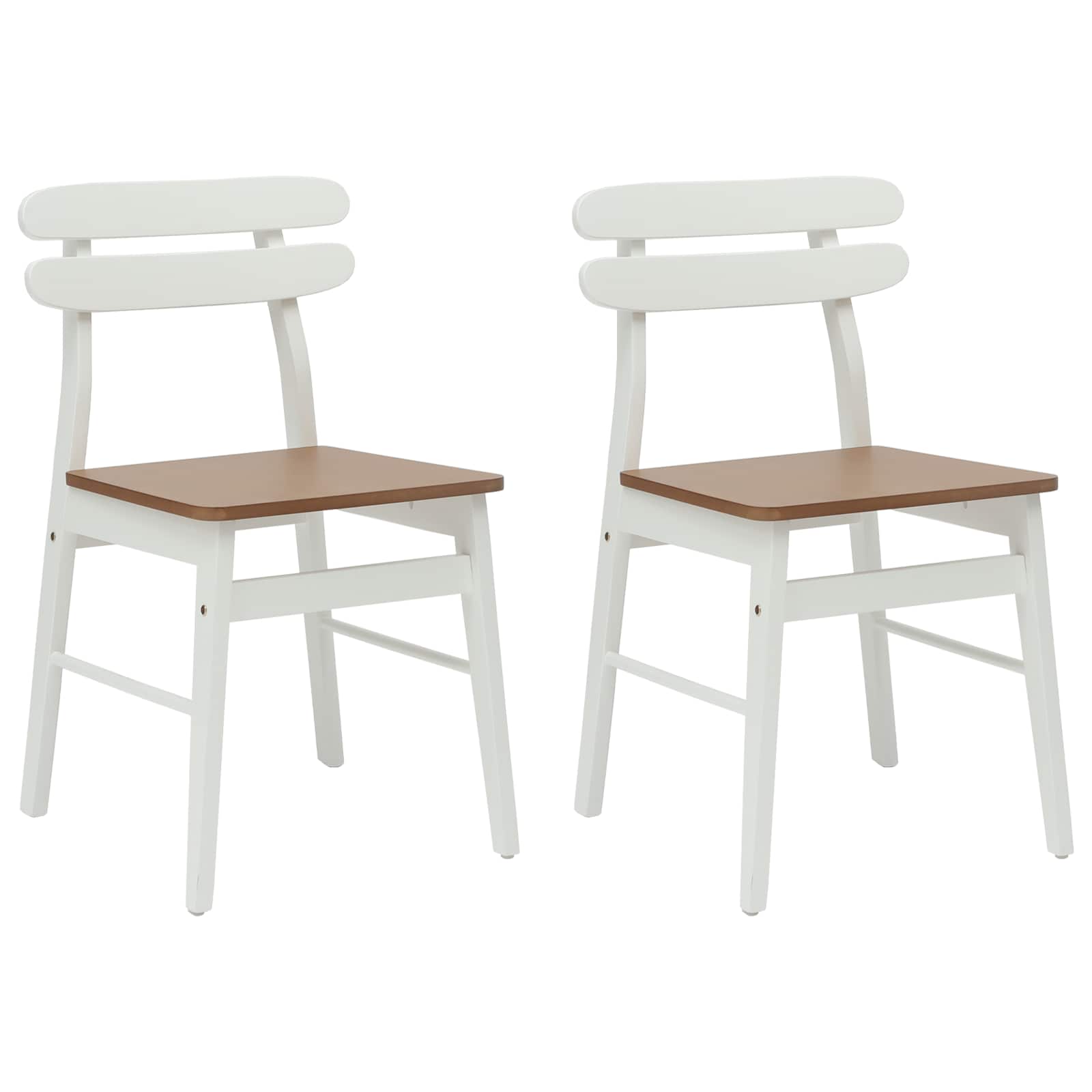 Eetkamerstoel 2 pcs Wit en Natuurlijk Massief Rubberhout is nu te koop bij PeponiXL, paradijselijk wonen!
