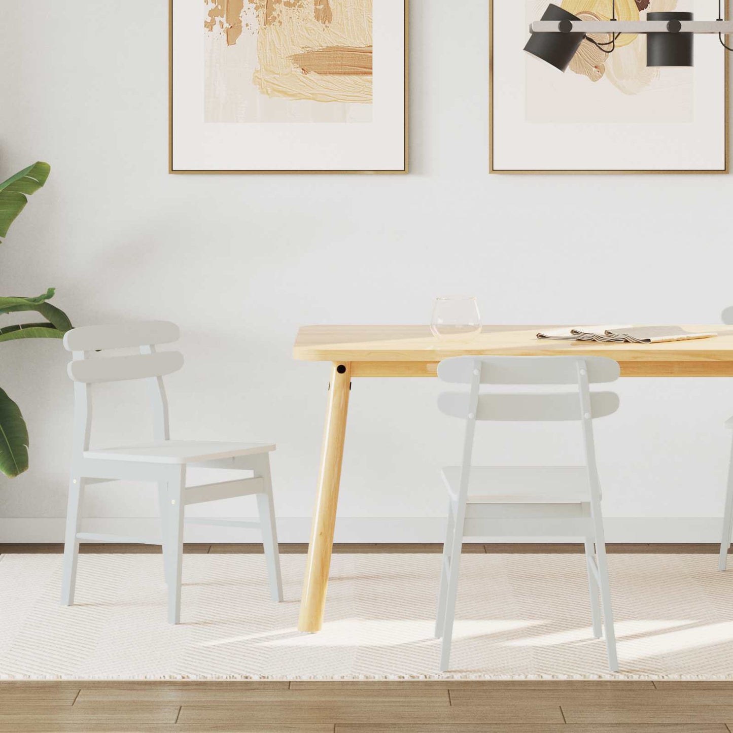 Eetkamerstoel 2 pcs Wit Massief Rubberhout is nu te koop bij PeponiXL, paradijselijk wonen!