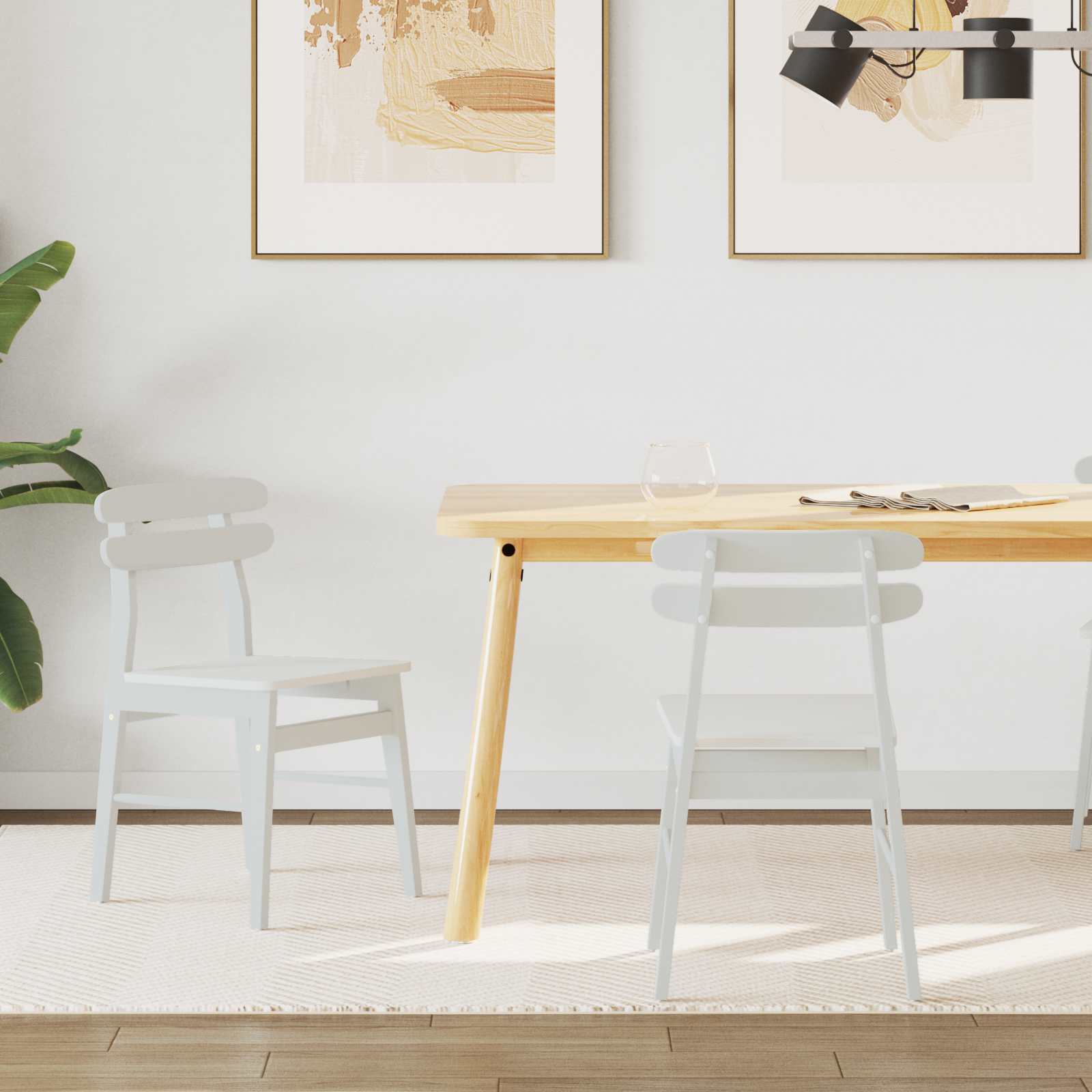 Eetkamerstoel 2 pcs Wit Massief Rubberhout is nu te koop bij PeponiXL, paradijselijk wonen!