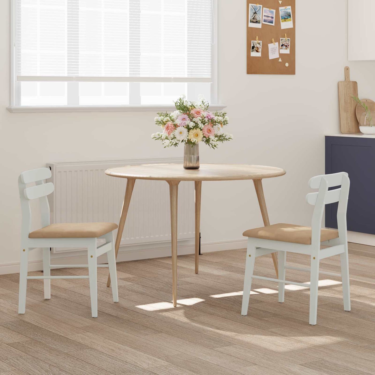 Eetkamerstoel 2 pcs Wit en Bruin Massief Rubberhout is nu te koop bij PeponiXL, paradijselijk wonen!