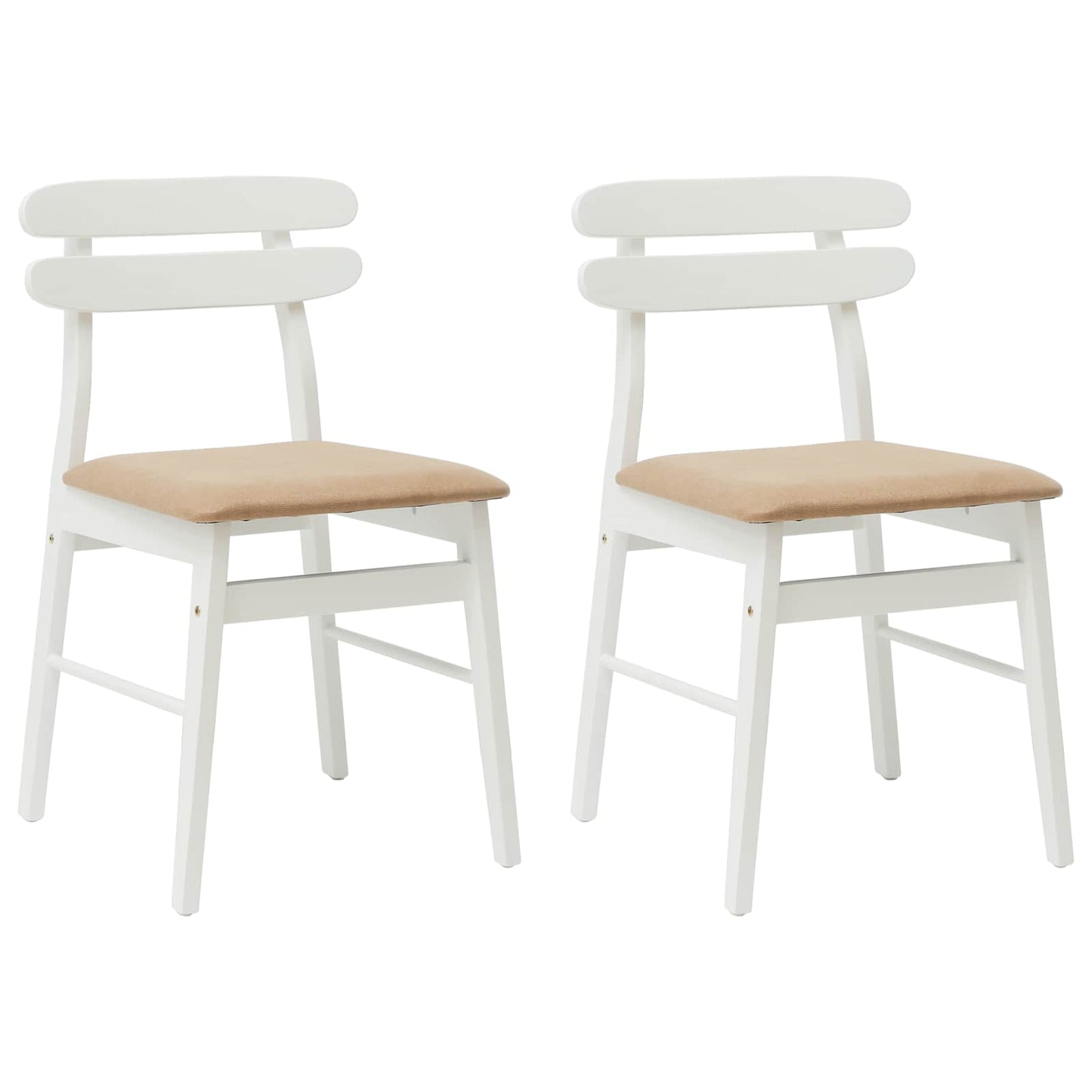 Eetkamerstoel 2 pcs Wit en Bruin Massief Rubberhout is nu te koop bij PeponiXL, paradijselijk wonen!