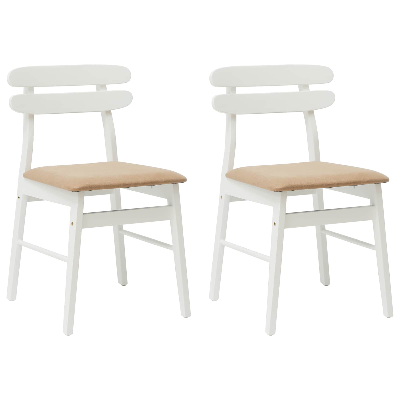 Eetkamerstoel 2 pcs Wit en Bruin Massief Rubberhout is nu te koop bij PeponiXL, paradijselijk wonen!
