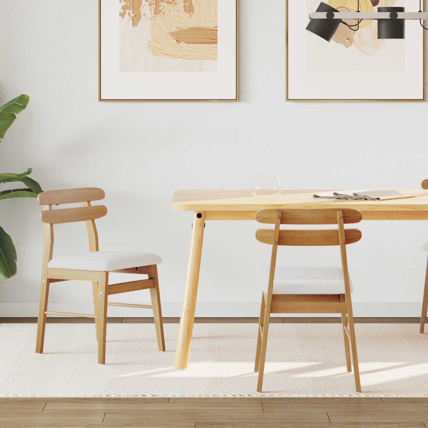 Eetkamerstoel 2 pcs Natuurlijk en Licht Massief Rubberhout is nu te koop bij PeponiXL, paradijselijk wonen!