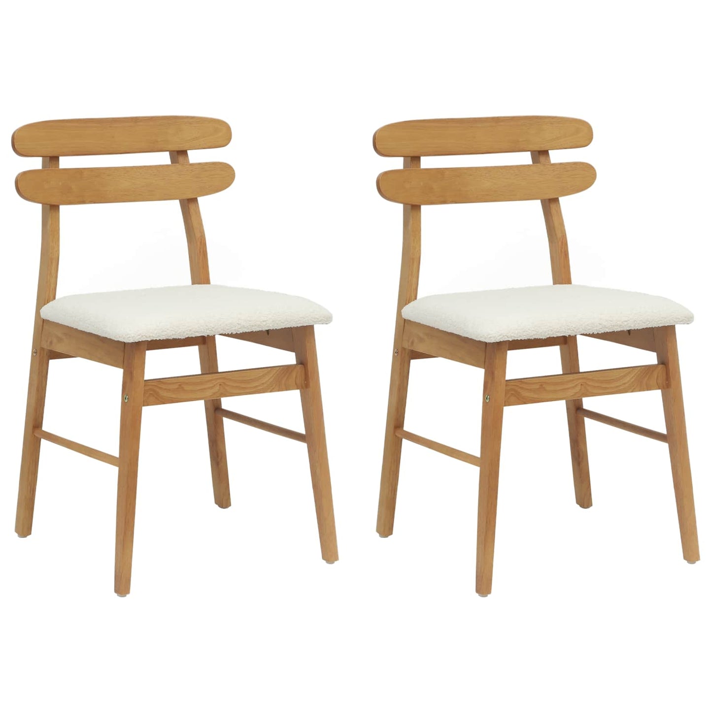 Eetkamerstoel 2 pcs Natuurlijk en Licht Massief Rubberhout is nu te koop bij PeponiXL, paradijselijk wonen!