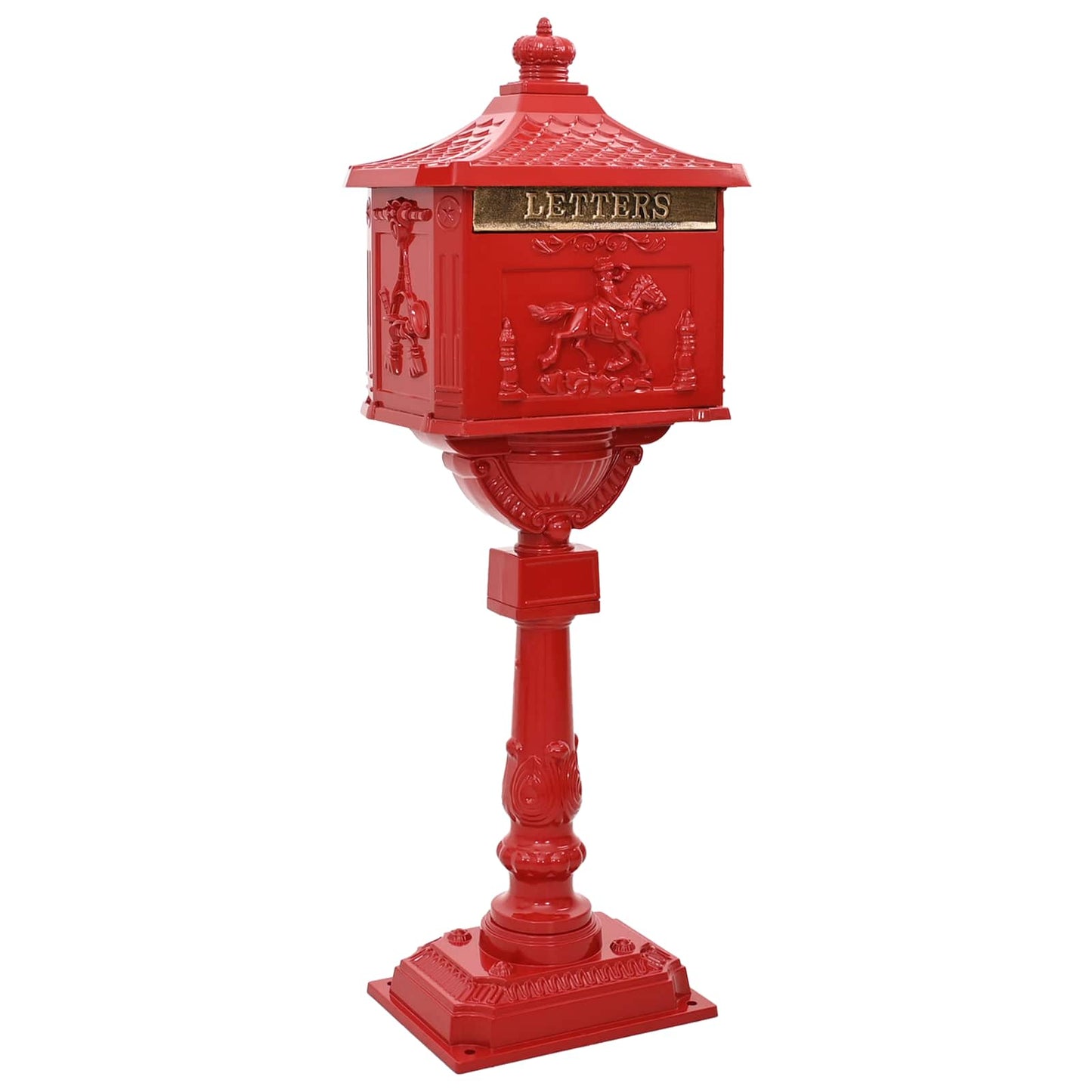 Staande brievenbus Rood 42,5 x 29,5 x 117 cm Gegoten aluminium is nu te koop bij PeponiXL, paradijselijk wonen!