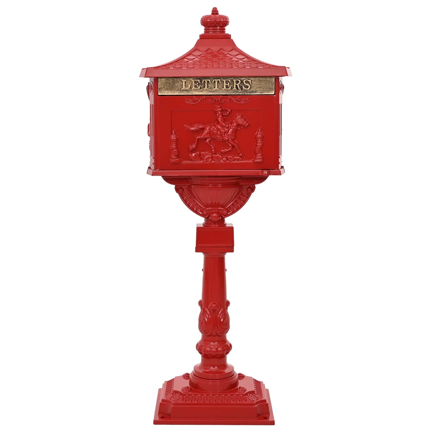Staande brievenbus Rood 42,5 x 29,5 x 117 cm Gegoten aluminium is nu te koop bij PeponiXL, paradijselijk wonen!