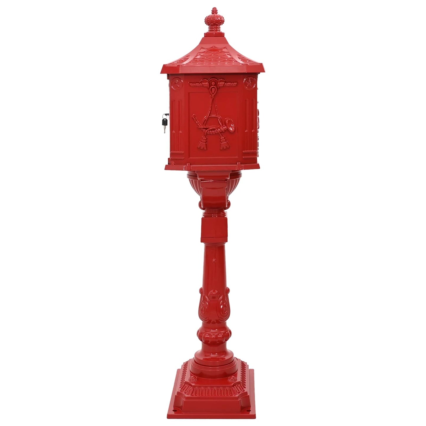 Staande brievenbus Rood 42,5 x 29,5 x 117 cm Gegoten aluminium is nu te koop bij PeponiXL, paradijselijk wonen!