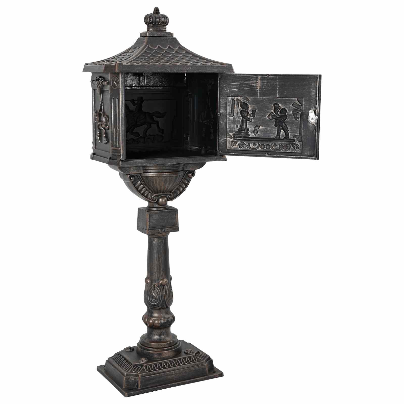 Staande brievenbus Brons 42,5 x 29,5 x 117 cm Gegoten aluminium is nu te koop bij PeponiXL, paradijselijk wonen!