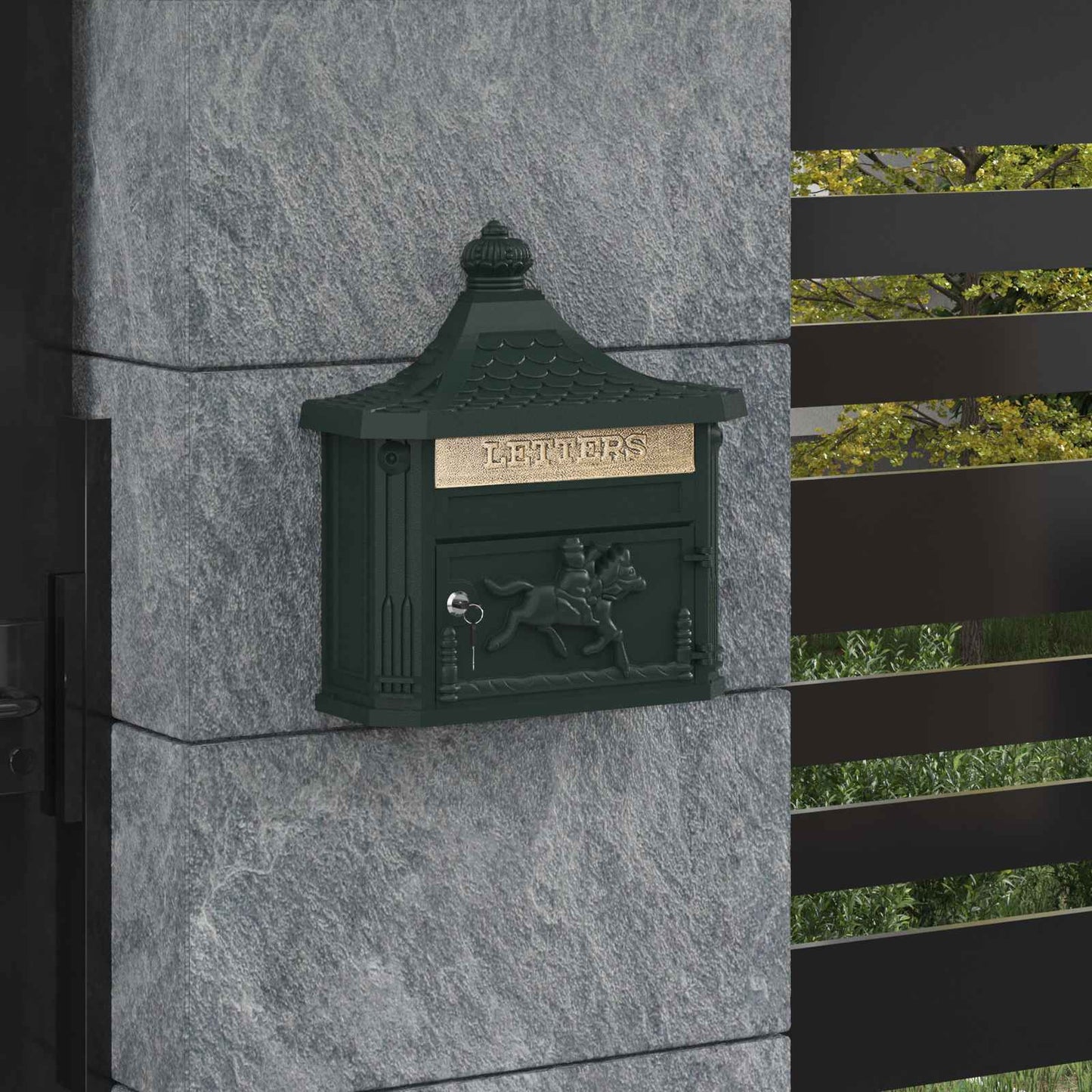 Wandgemonteerde brievenbus met opslag Groen 40,5 x 16 x 45 cm is nu te koop bij PeponiXL, paradijselijk wonen!