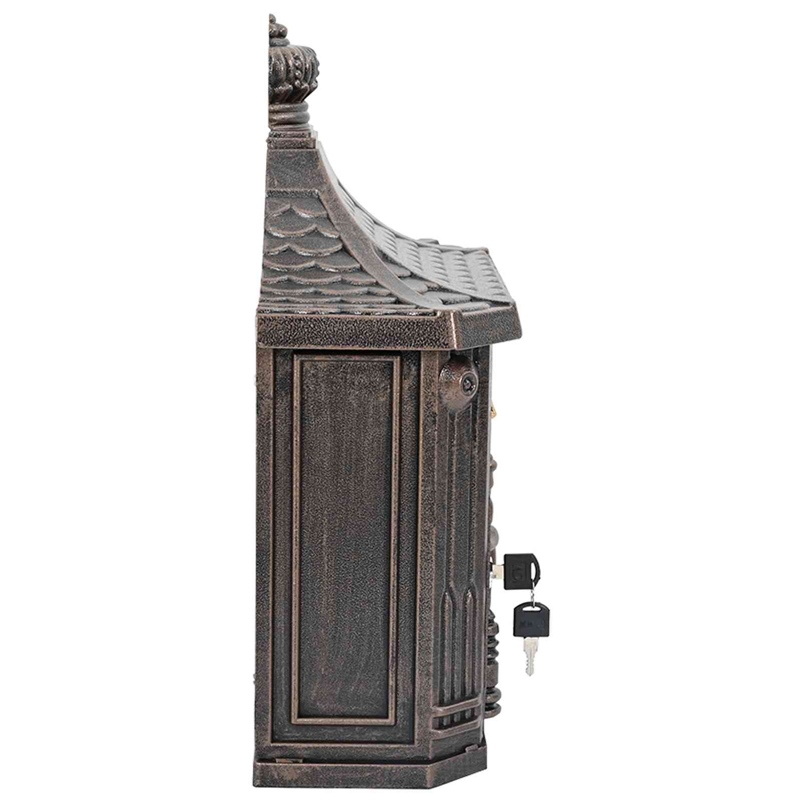 Wandgemonteerde brievenbus met opslag Brons 40,5 x 16 x 45 cm is nu te koop bij PeponiXL, paradijselijk wonen!