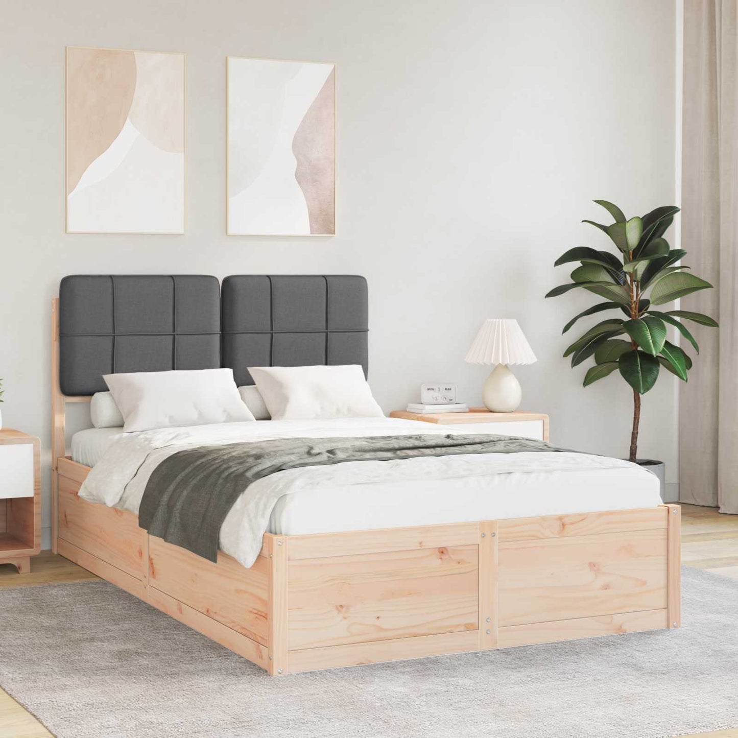 Bedframe met Gevoerd Hoofdgedeelte Donkergrijs 120 x 200 cm is nu te koop bij PeponiXL, paradijselijk wonen!