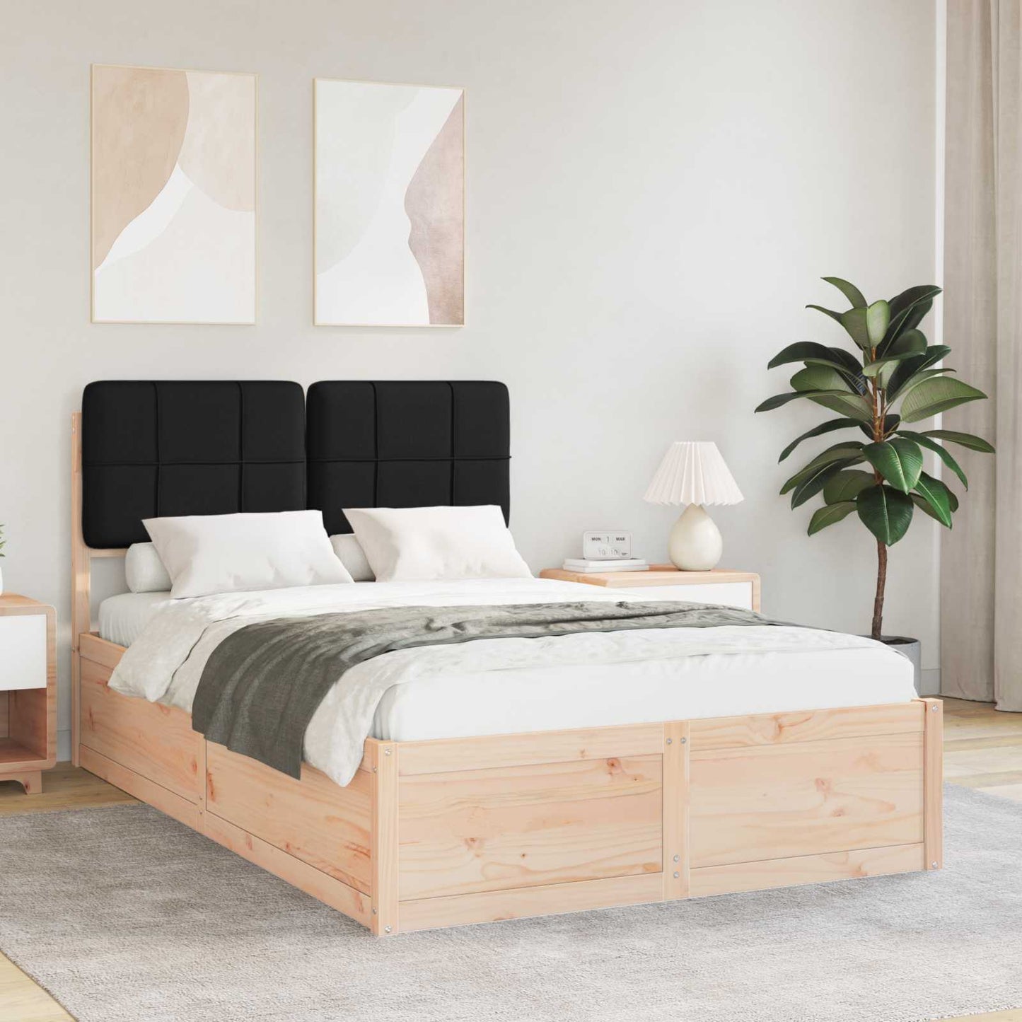 Bedframe met Gevoerd Hoofdgedeelte Zwart 120 x 200 cm is nu te koop bij PeponiXL, paradijselijk wonen!
