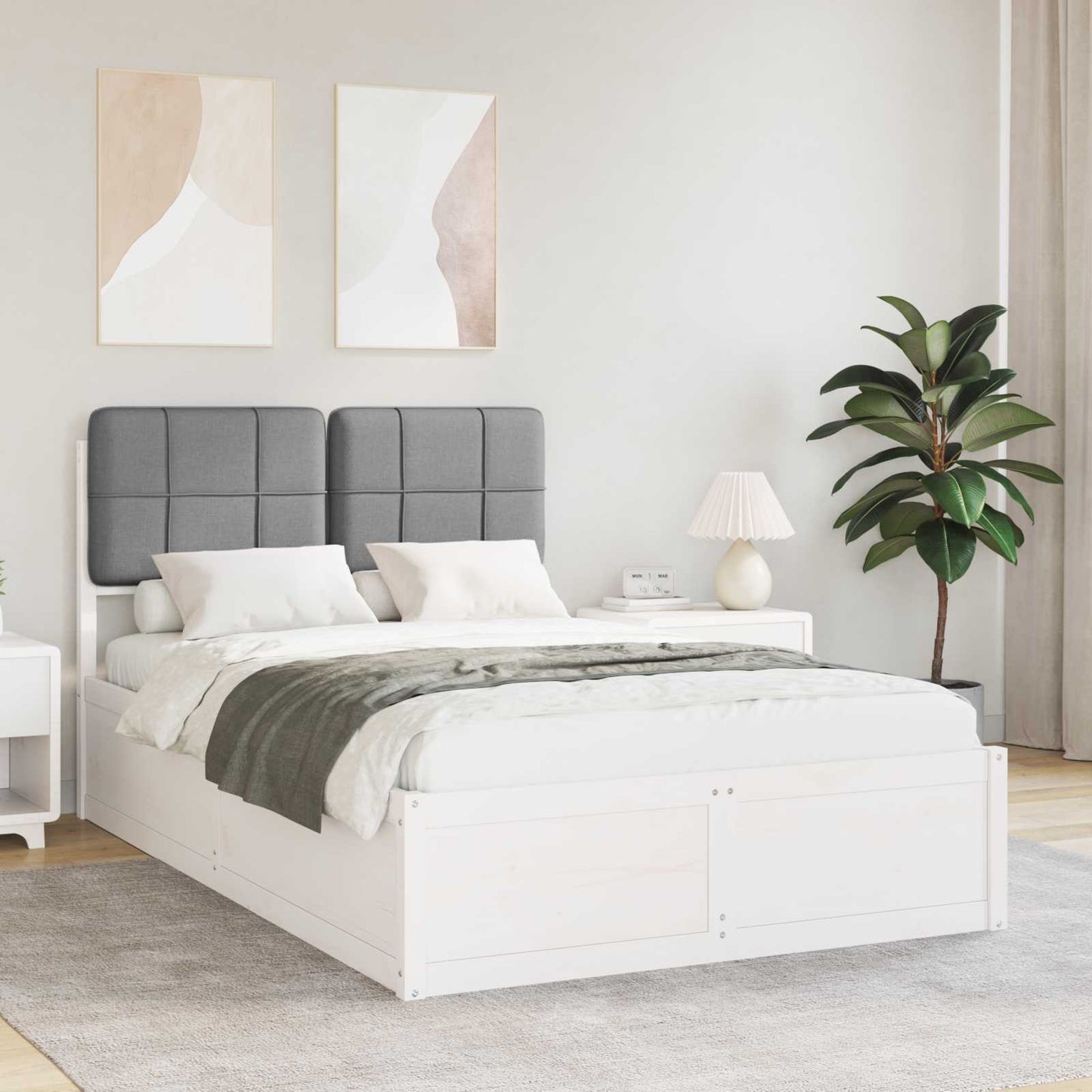 Bedframe met Gevoerd Hoofdgedeelte Lichtgrijs 120 x 200 cm is nu te koop bij PeponiXL, paradijselijk wonen!