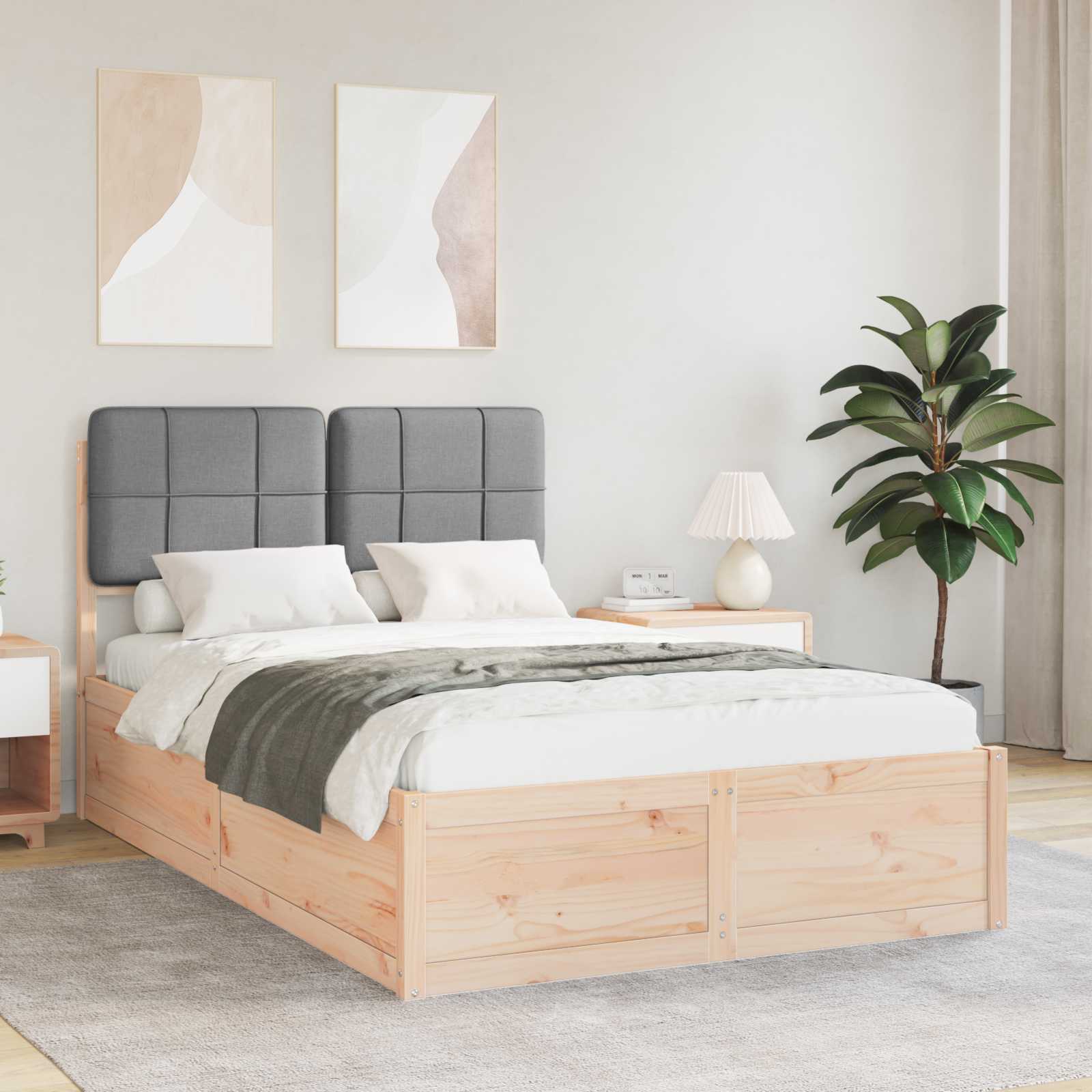 Bedframe met Gevoerd Hoofdgedeelte Lichtgrijs 120 x 190 cm is nu te koop bij PeponiXL, paradijselijk wonen!