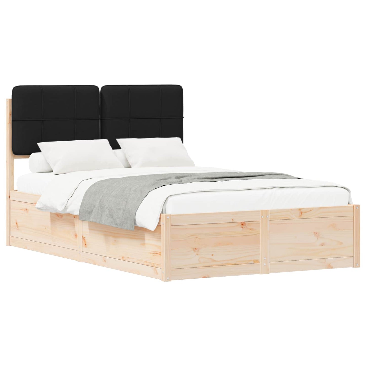 Bedframe met Gevoerd Hoofdgedeelte Zwart 120 x 190 cm is nu te koop bij PeponiXL, paradijselijk wonen!