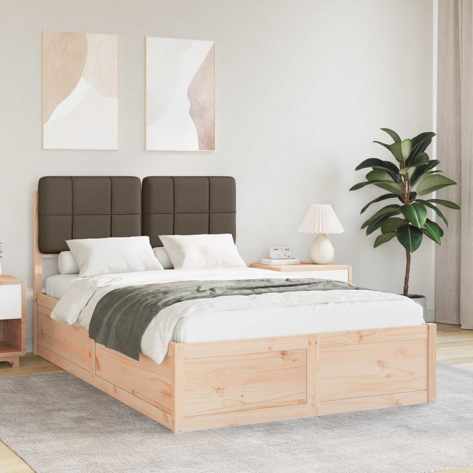 Bedframe met Gevoerd Hoofdgedeelte Taupe 120 x 190 cm is nu te koop bij PeponiXL, paradijselijk wonen!