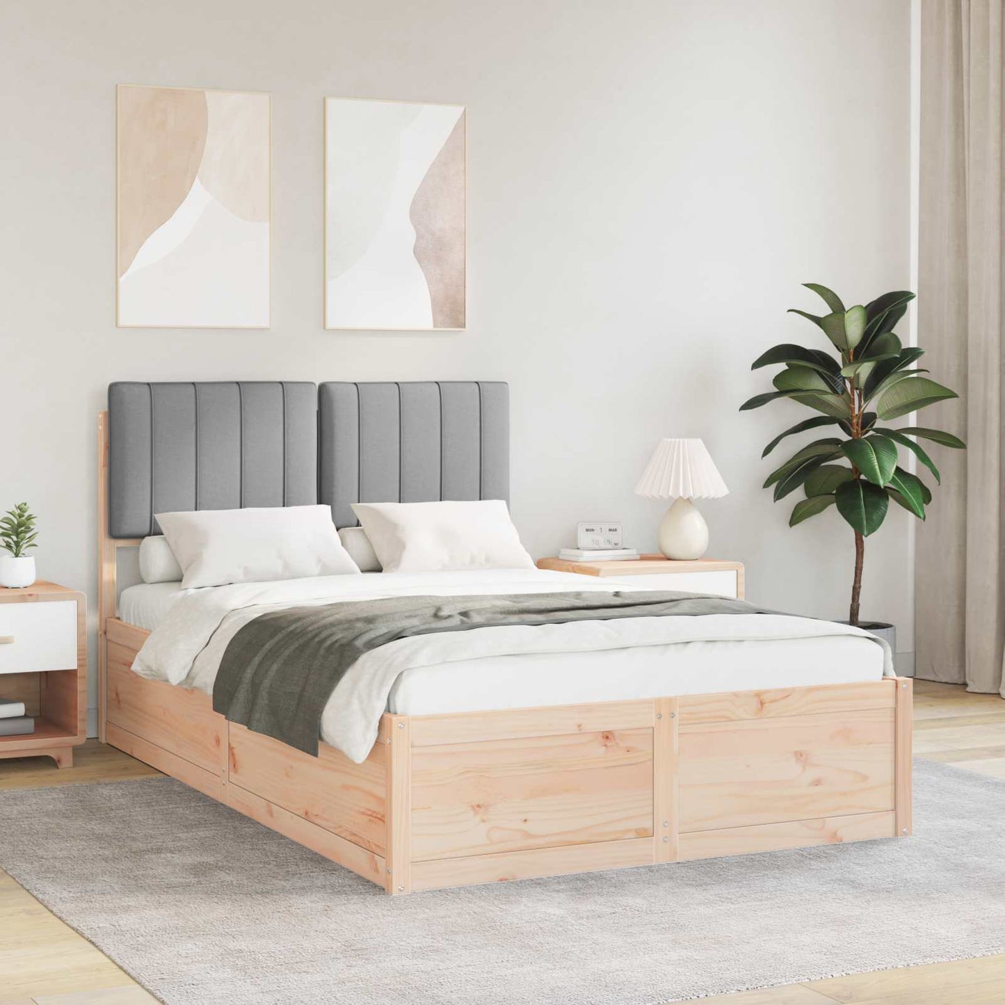 Bedframe met Gevoerd Hoofdgedeelte Lichtgrijs 120 x 200 cm is nu te koop bij PeponiXL, paradijselijk wonen!