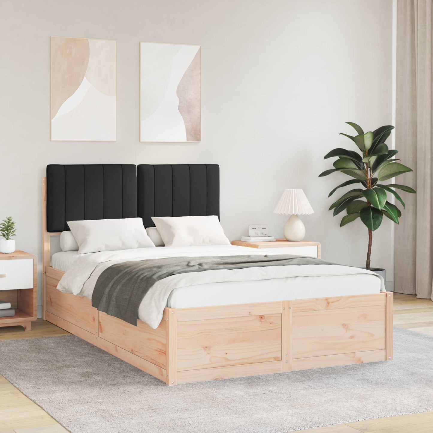 Bedframe met Gevoerd Hoofdgedeelte Zwart 120 x 200 cm is nu te koop bij PeponiXL, paradijselijk wonen!