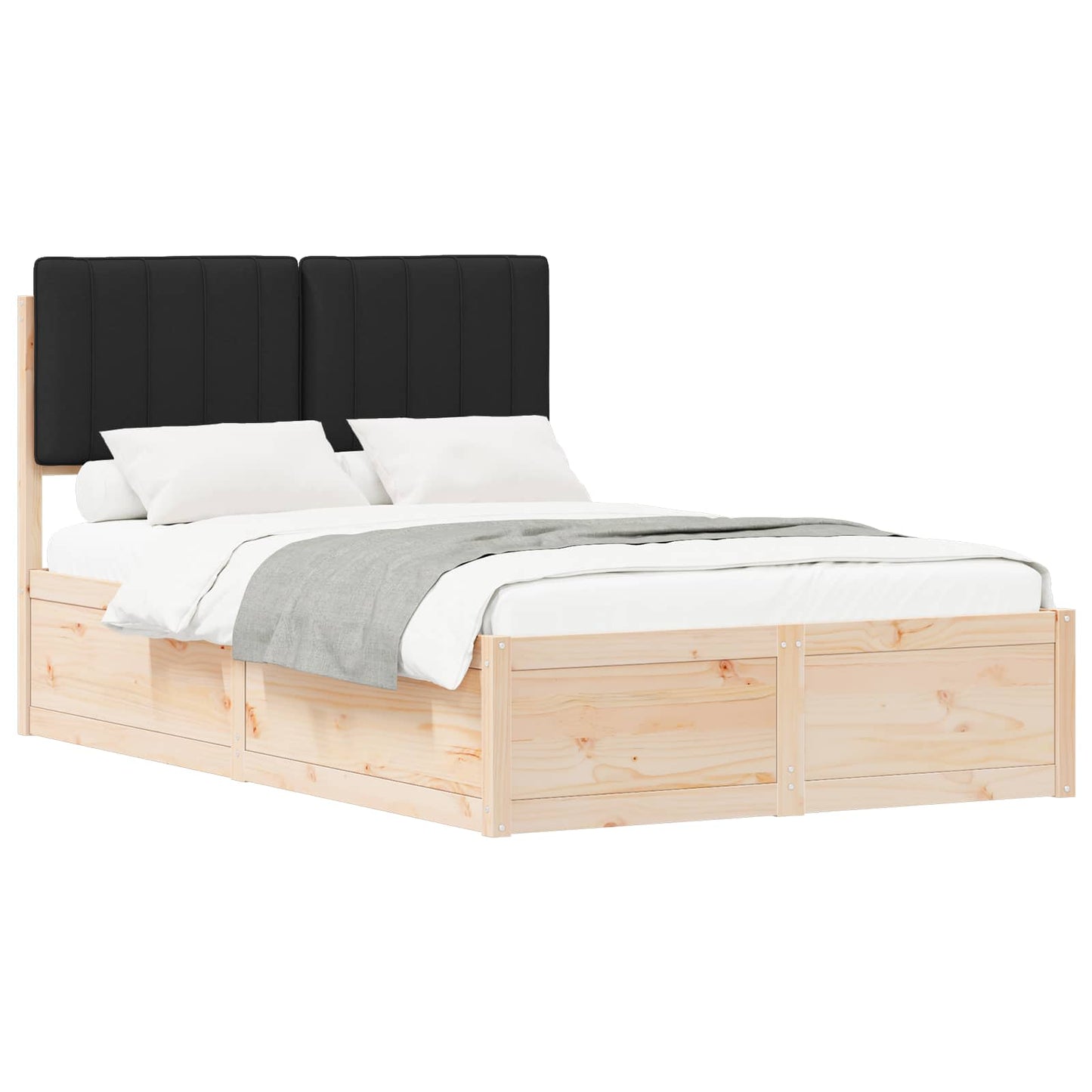 Bedframe met Gevoerd Hoofdgedeelte Zwart 120 x 200 cm is nu te koop bij PeponiXL, paradijselijk wonen!