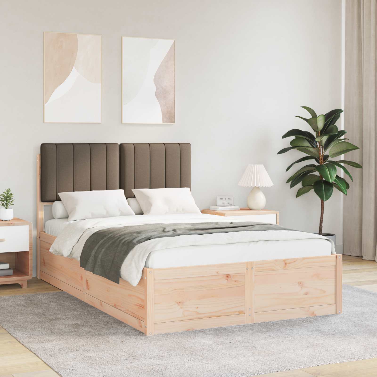 Bedframe met Gevoerd Hoofdgedeelte Taupe 120 x 200 cm is nu te koop bij PeponiXL, paradijselijk wonen!