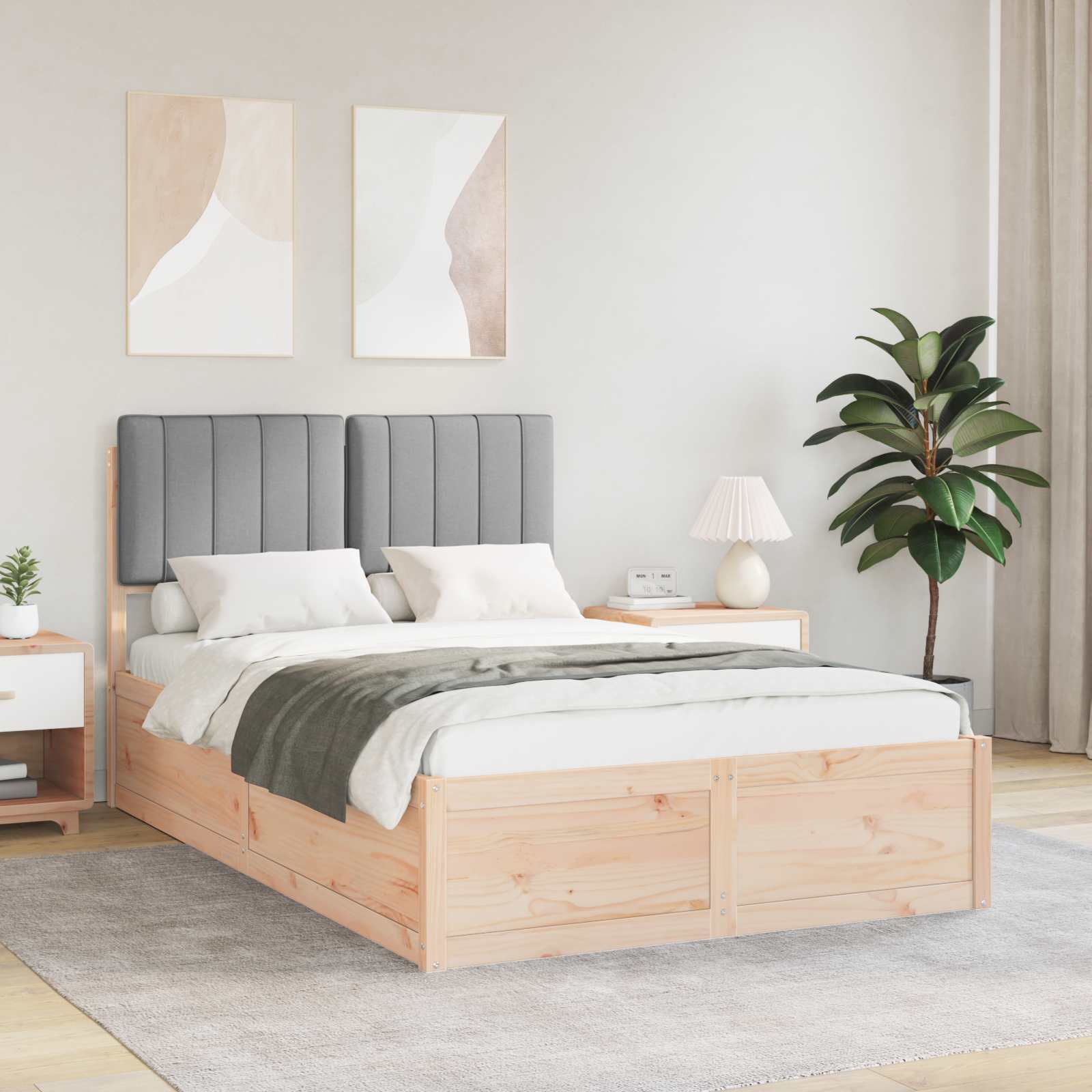 Bedframe met Gevoerd Hoofdgedeelte Lichtgrijs 120 x 190 cm is nu te koop bij PeponiXL, paradijselijk wonen!
