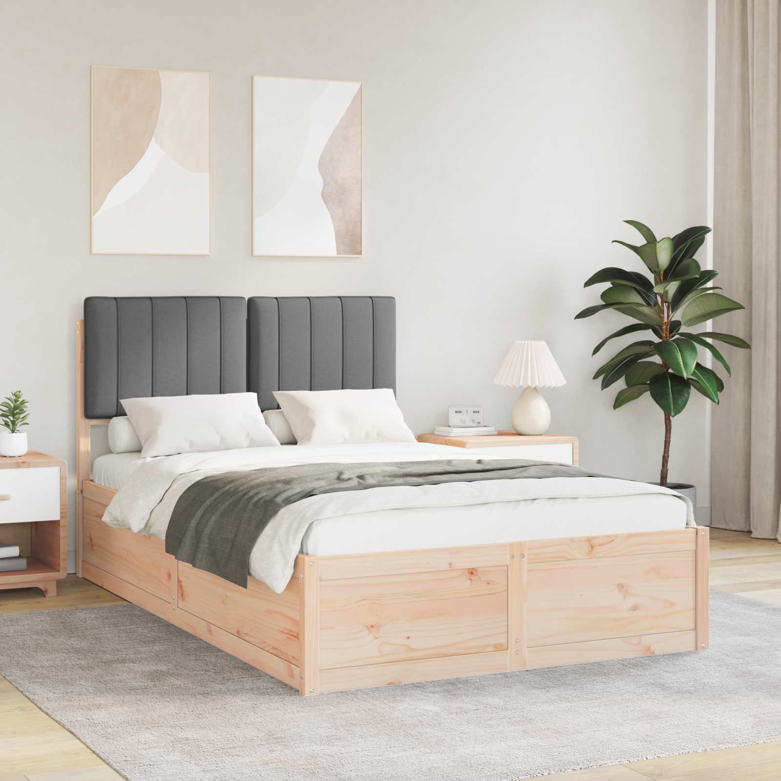 Bedframe met Gevoerd Hoofdgedeelte Donkergrijs 120 x 190 cm is nu te koop bij PeponiXL, paradijselijk wonen!