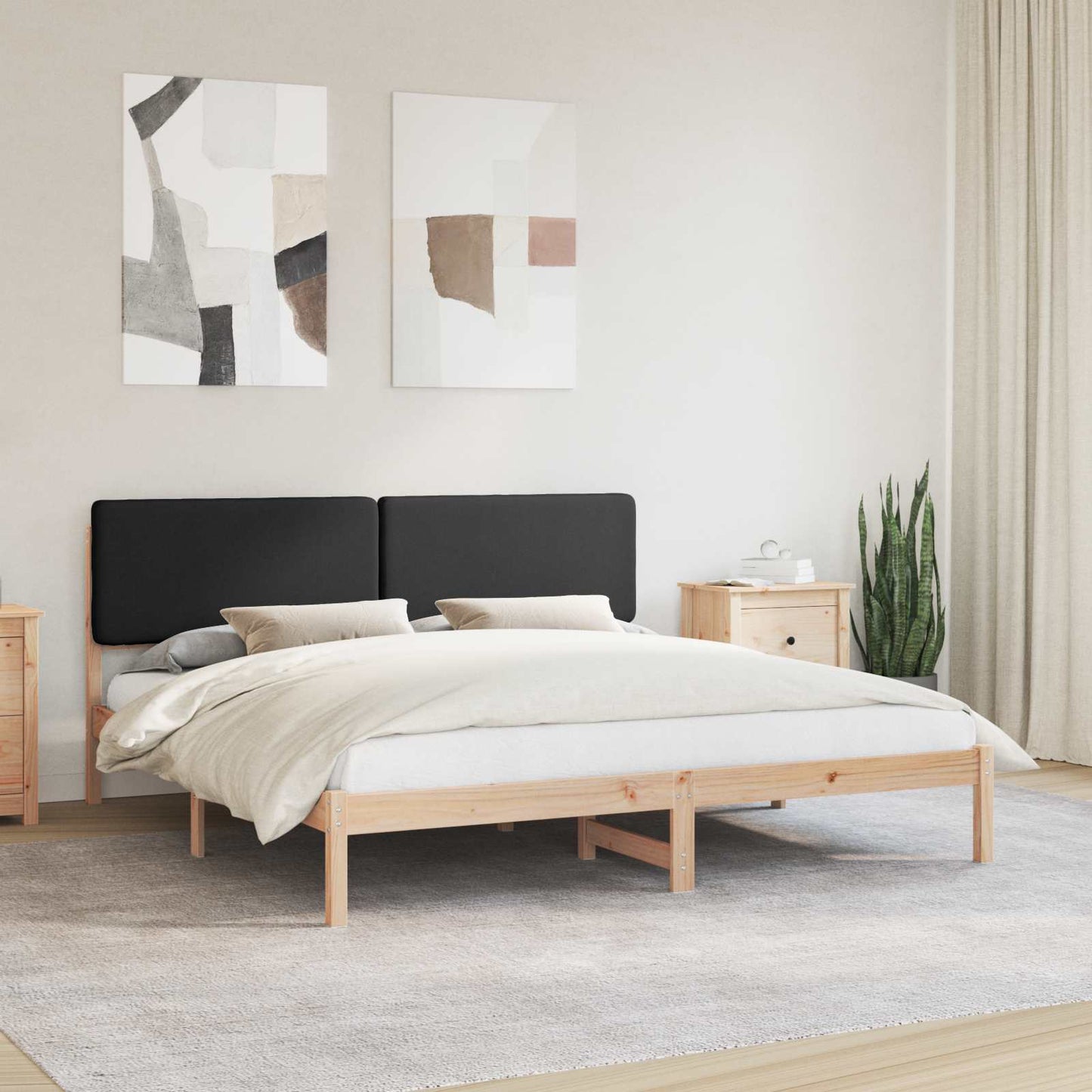 Bedframe met Gevoerd Hoofdgedeelte Zwart 200 x 200 cm is nu te koop bij PeponiXL, paradijselijk wonen!