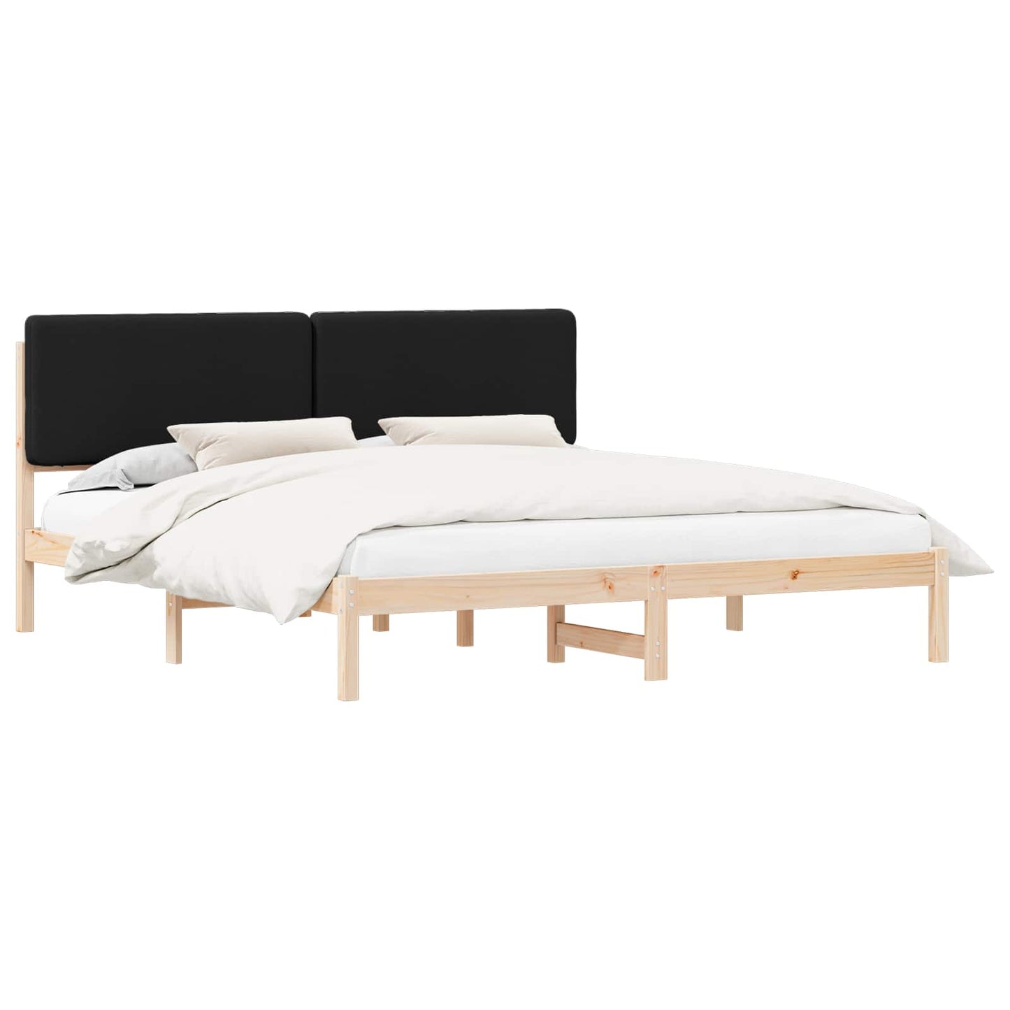 Bedframe met Gevoerd Hoofdgedeelte Zwart 200 x 200 cm is nu te koop bij PeponiXL, paradijselijk wonen!