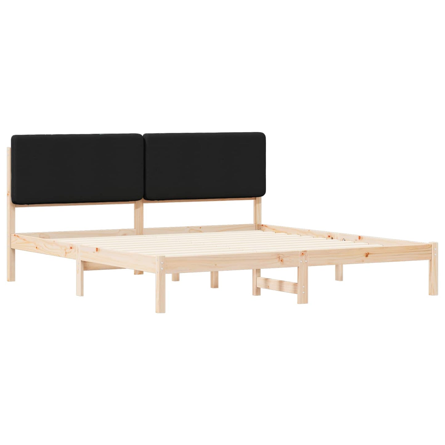 Bedframe met Gevoerd Hoofdgedeelte Zwart 200 x 200 cm is nu te koop bij PeponiXL, paradijselijk wonen!