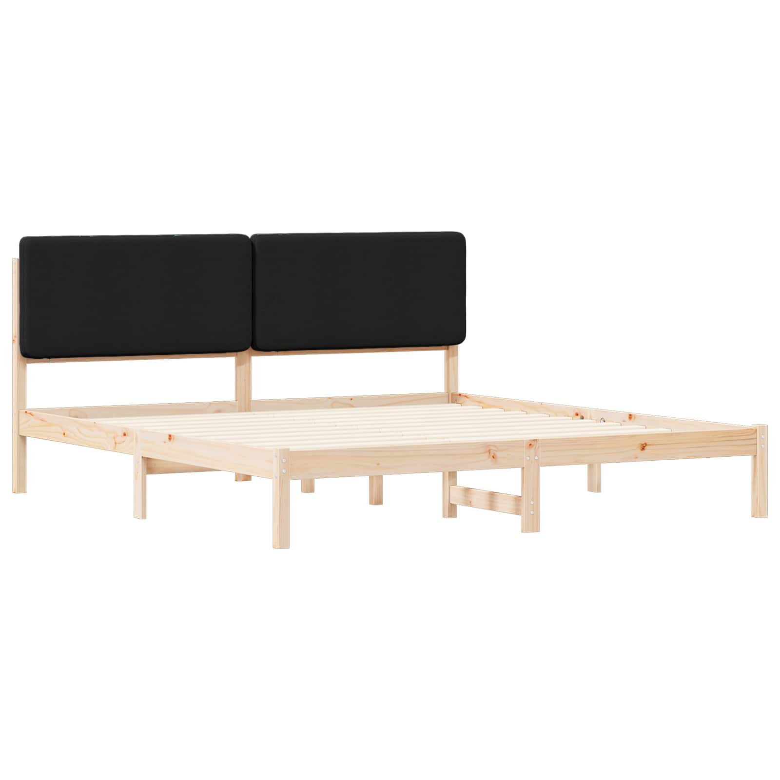 Bedframe met Gevoerd Hoofdgedeelte Zwart 200 x 200 cm is nu te koop bij PeponiXL, paradijselijk wonen!