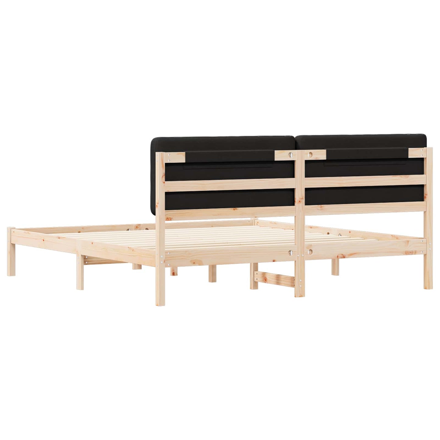 Bedframe met Gevoerd Hoofdgedeelte Zwart 200 x 200 cm is nu te koop bij PeponiXL, paradijselijk wonen!