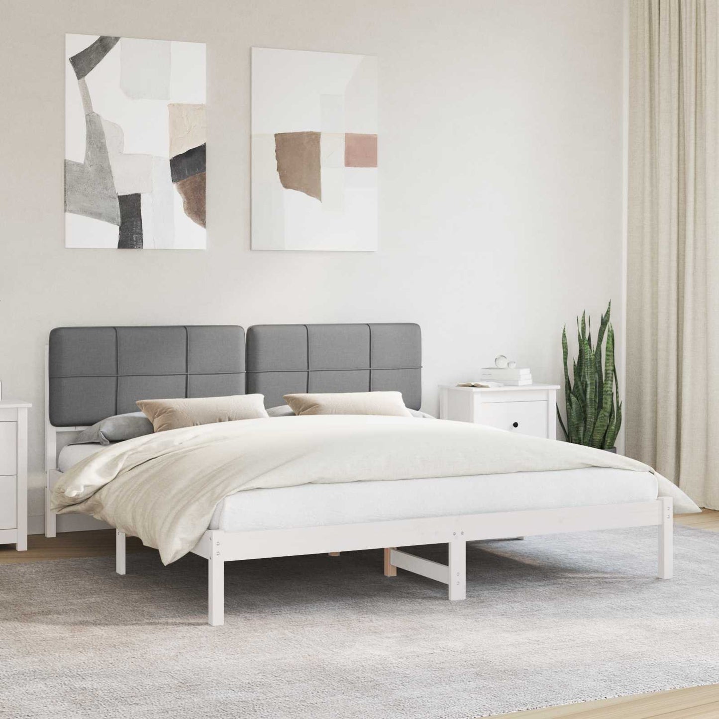 Bedframe met Gevoerd Hoofdgedeelte Taupe 200 x 200 cm is nu te koop bij PeponiXL, paradijselijk wonen!