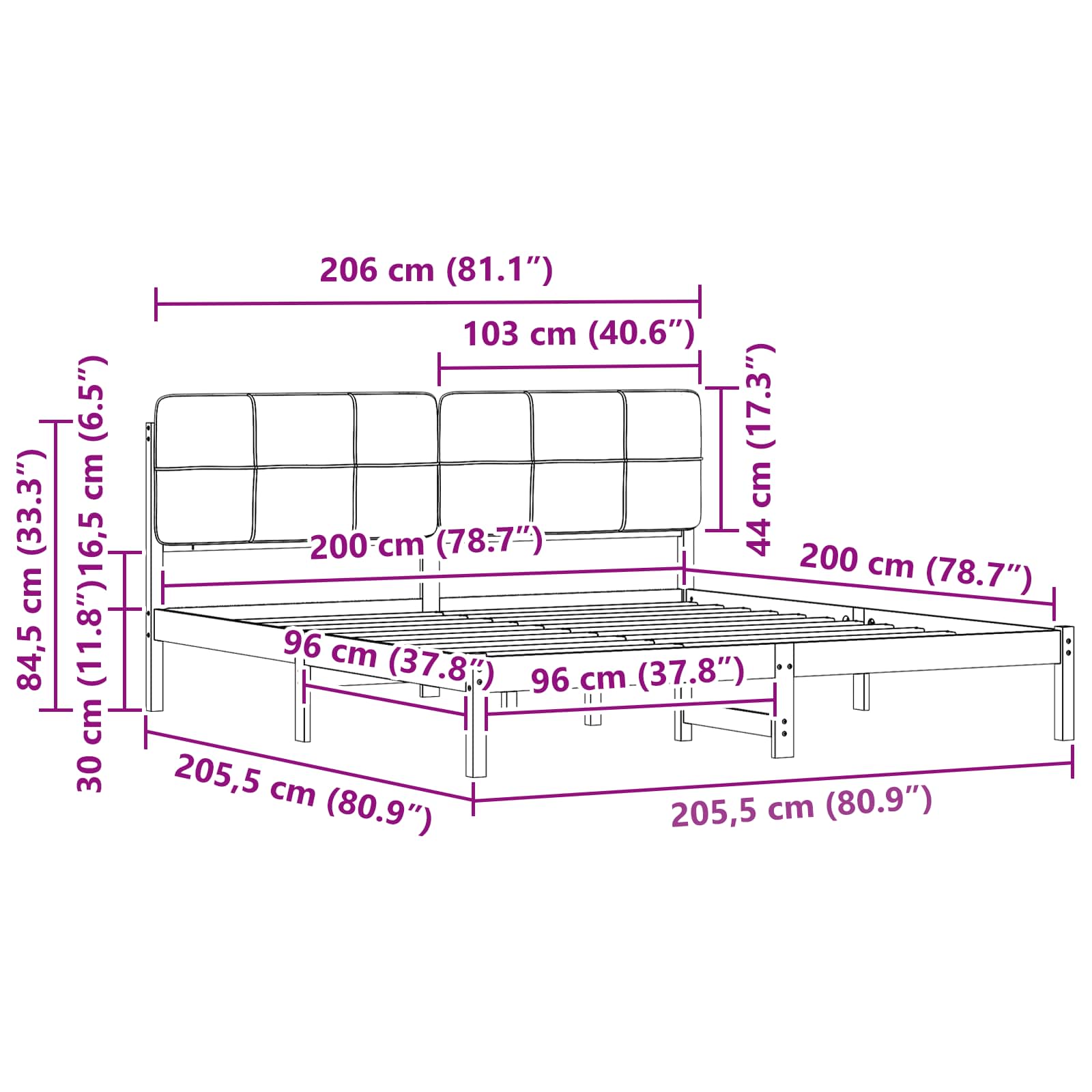 Bedframe met Gevoerd Hoofdgedeelte Taupe 200 x 200 cm is nu te koop bij PeponiXL, paradijselijk wonen!