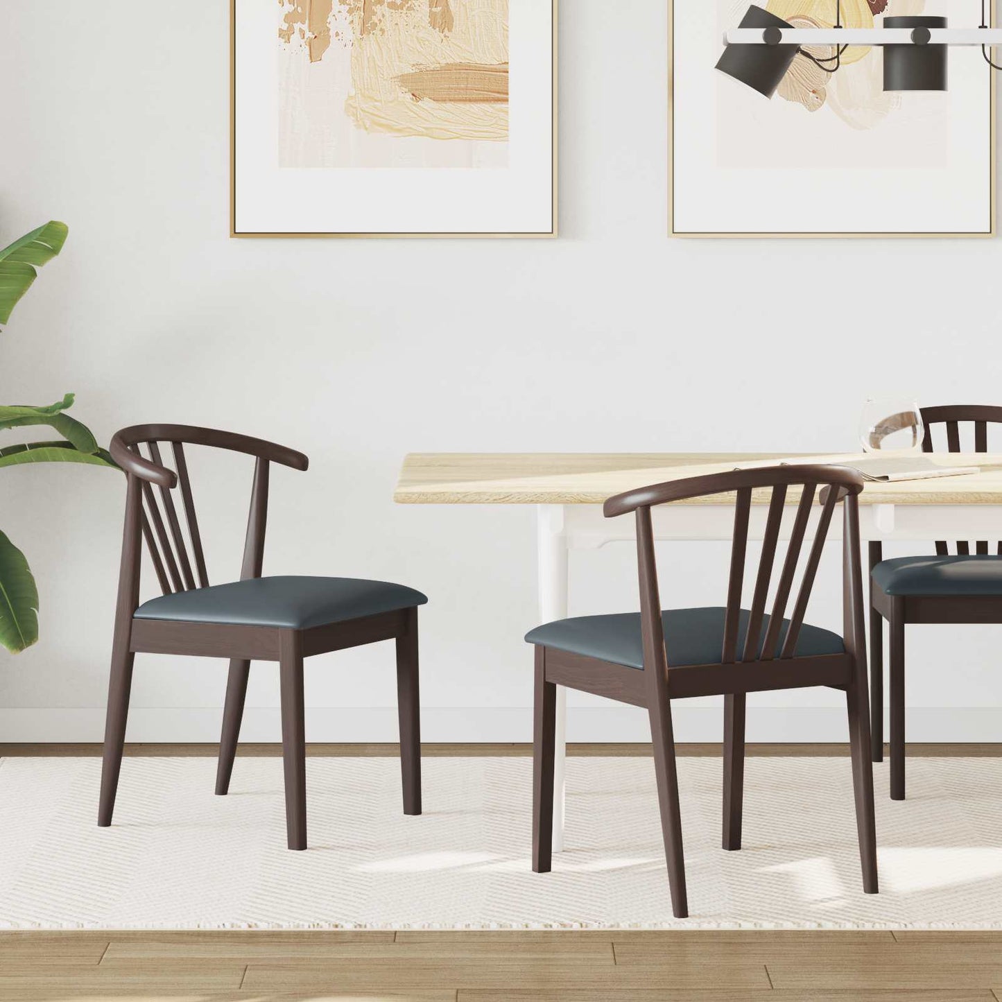 Eetkamerstoel 2 pcs Lichtbruin en Zwart Massief Rubberhout is nu te koop bij PeponiXL, paradijselijk wonen!