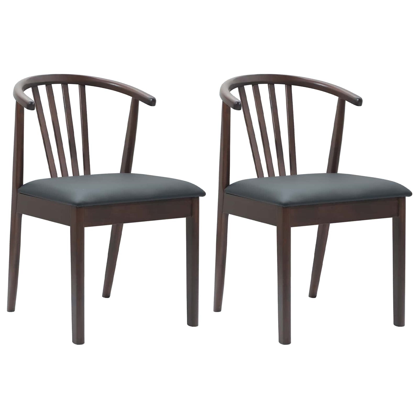 Eetkamerstoel 2 pcs Lichtbruin en Zwart Massief Rubberhout is nu te koop bij PeponiXL, paradijselijk wonen!