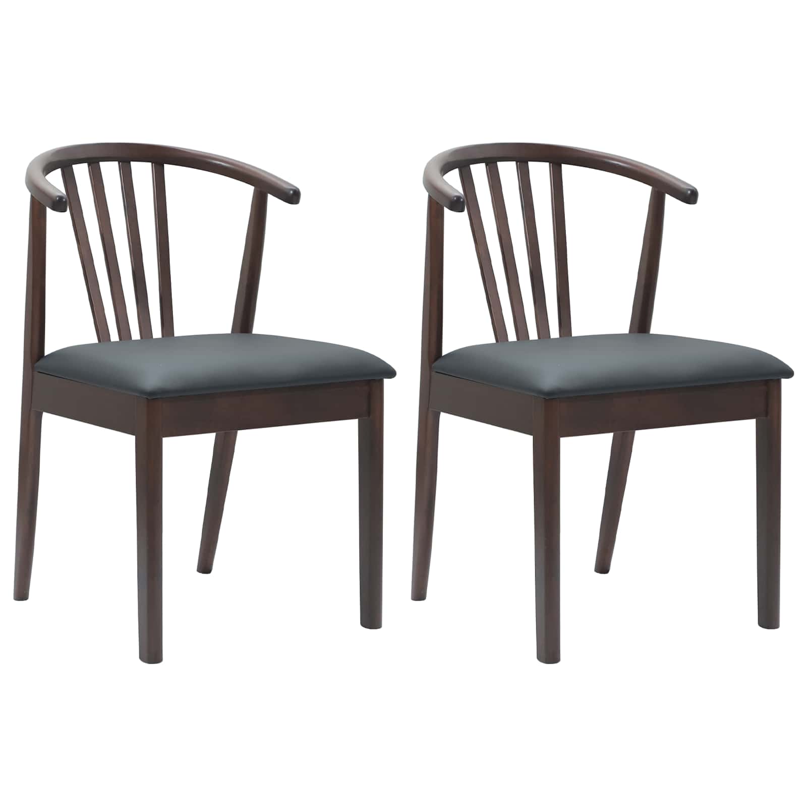 Eetkamerstoel 2 pcs Lichtbruin en Zwart Massief Rubberhout is nu te koop bij PeponiXL, paradijselijk wonen!
