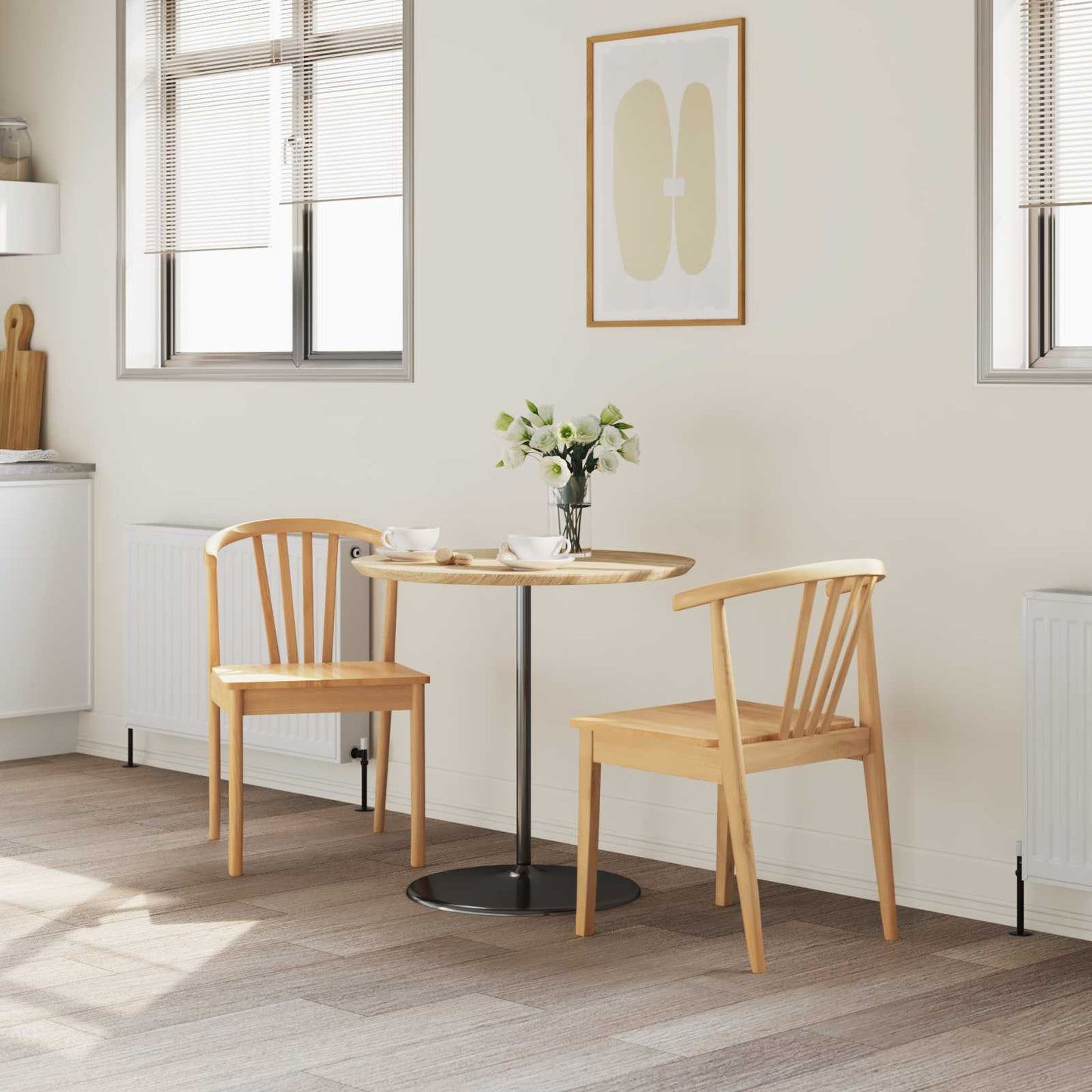 Eetkamerstoel 2 pcs Naturel Massief Rubberhout is nu te koop bij PeponiXL, paradijselijk wonen!