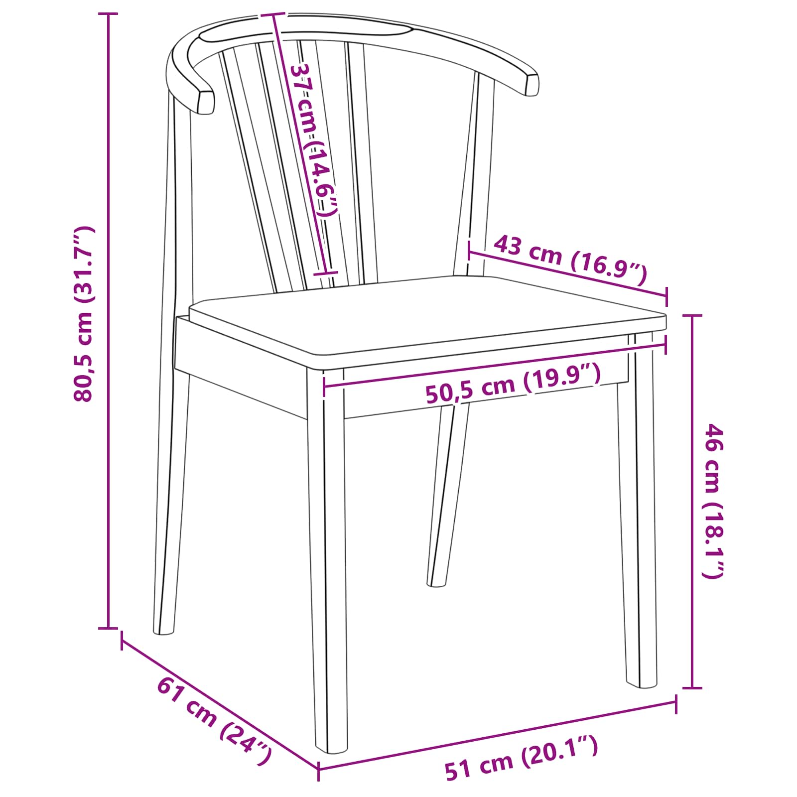 Eetkamerstoel 2 pcs Naturel Massief Rubberhout is nu te koop bij PeponiXL, paradijselijk wonen!