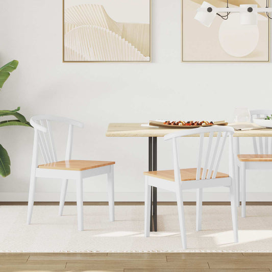 Eetkamerstoel 2 pcs wit en naturel Massief Rubberhout is nu te koop bij PeponiXL, paradijselijk wonen!