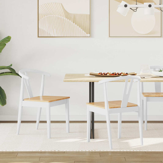 Eetkamerstoel 2 pcs Wit en Natuurlijk Massief Rubberhout is nu te koop bij PeponiXL, paradijselijk wonen!